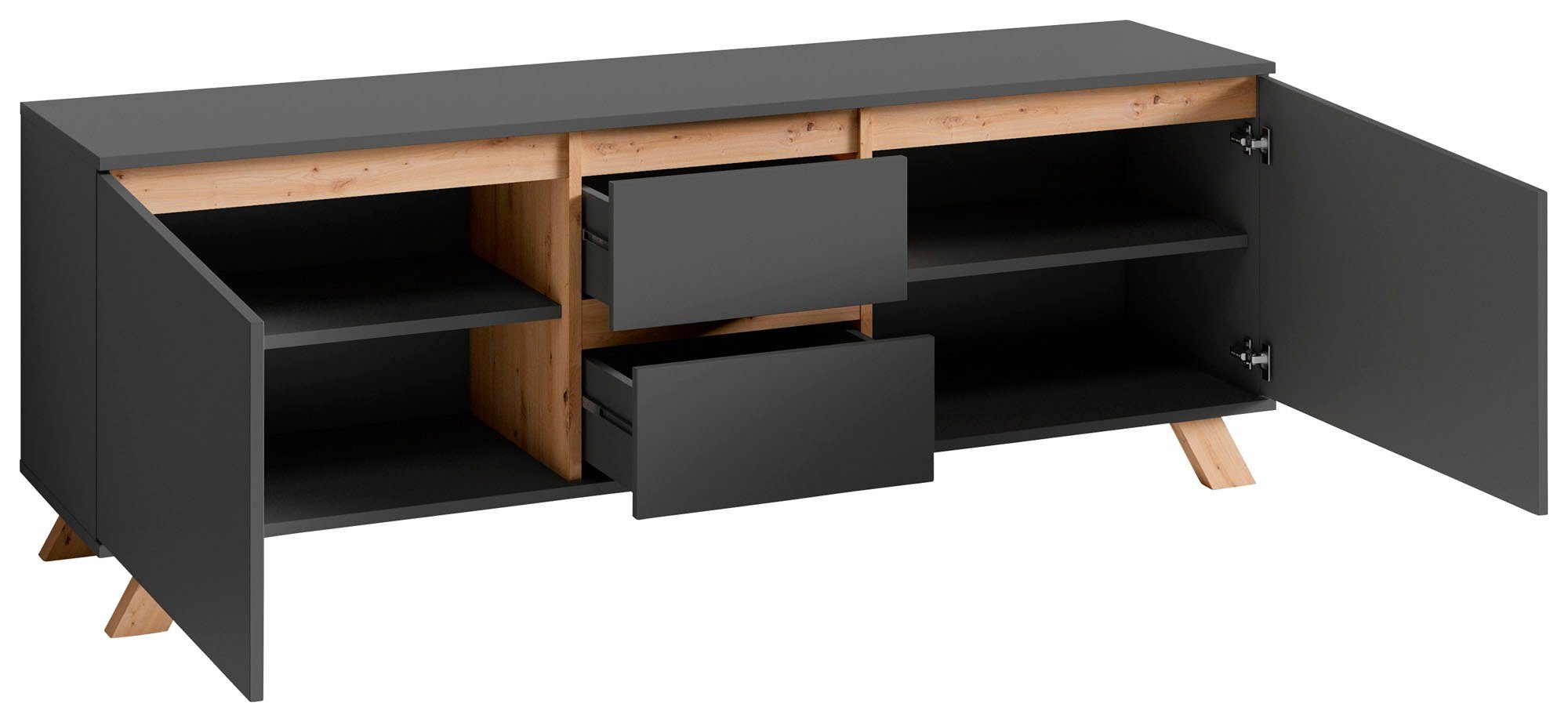 INOSIGN Tv-meubel VALENTIN 160 cm tv-meubel met 2 deuren en 2 lades in modern scandinavisch design