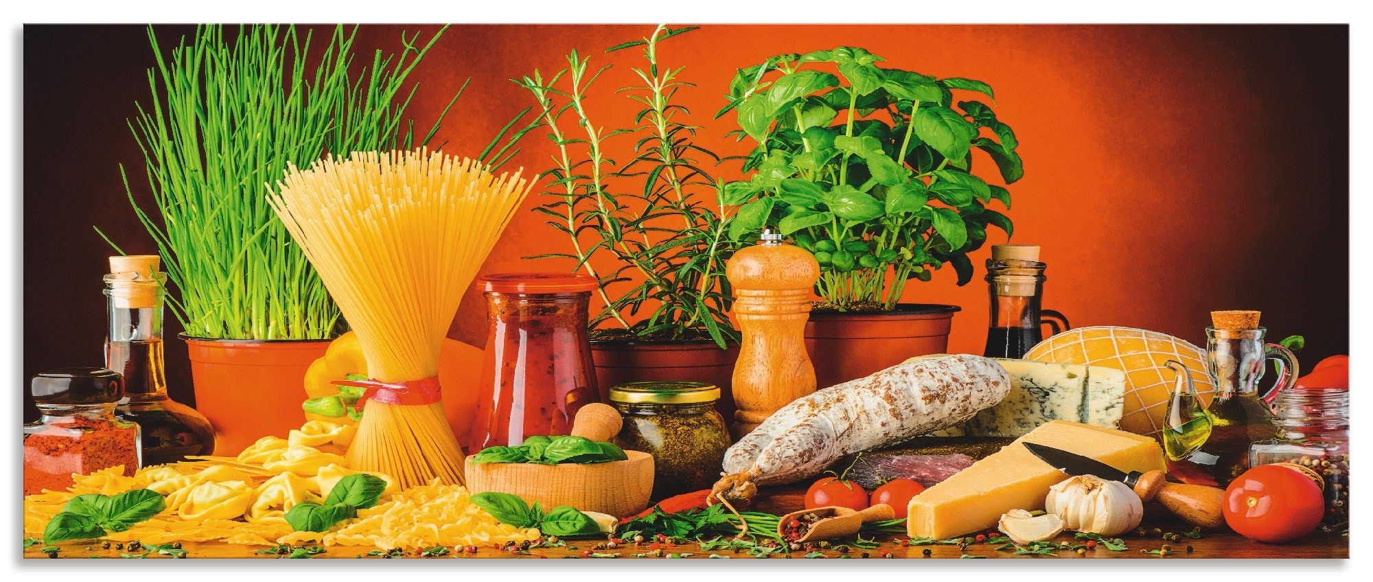 Artland Keukenwand Mediterraans en Italiaans eten zelfklevend in vele maten - spatscherm keuken achter kookplaat en spoelbak als wandbescherming tegen vet, water en vuil - achterwa