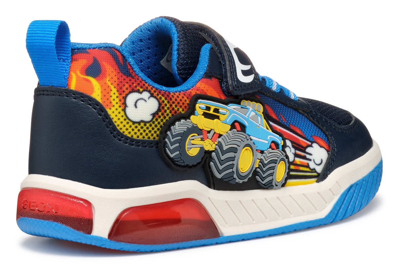 Geox Sneakers J Inek Boy knipperschoen , kinderschoen, klittenbandschoen met voertuigmotief