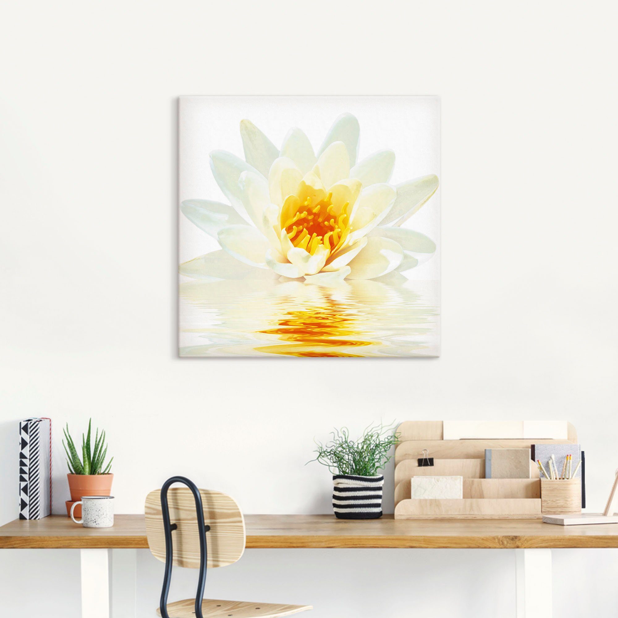 Artland Artprint Lotusbloem drijft op het water als artprint op linnen in verschillende maten