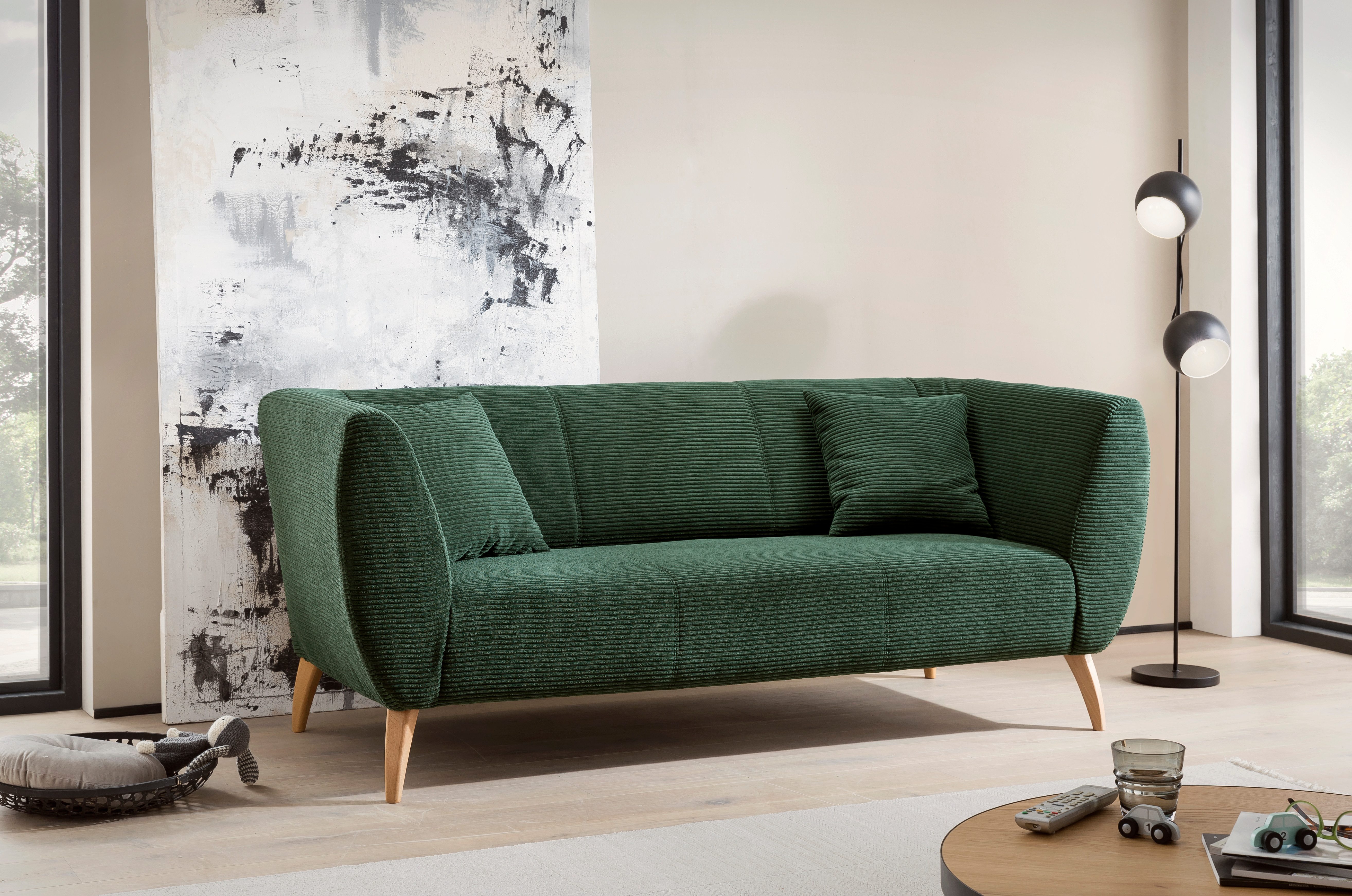 INOSIGN 3-zitsbank twee verschillende pootkleuren naar keuze