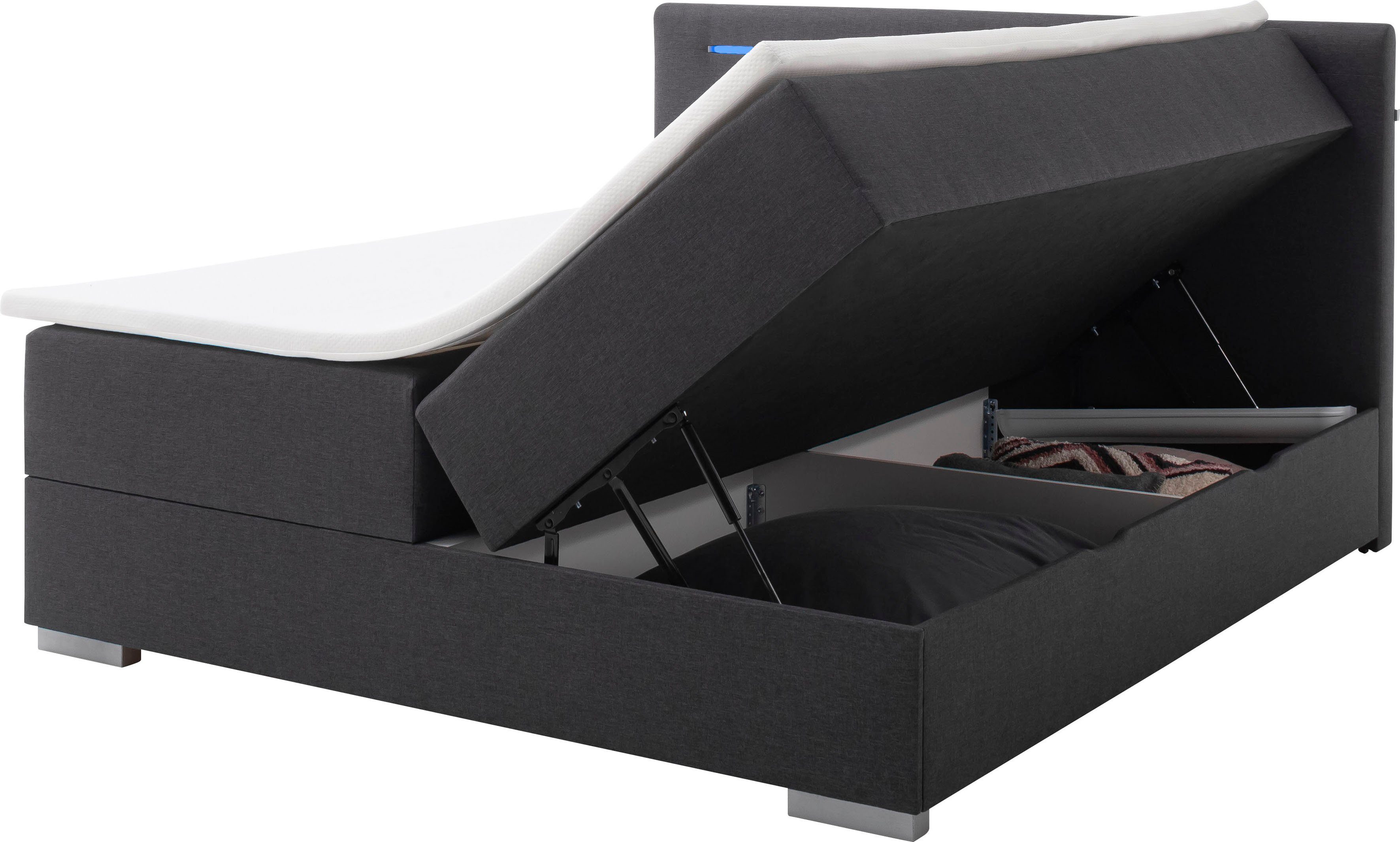 meise.möbel Boxspring Las Vegas 2 inclusief ledverlichting in het hoofdbord, met bedkist en topmatras