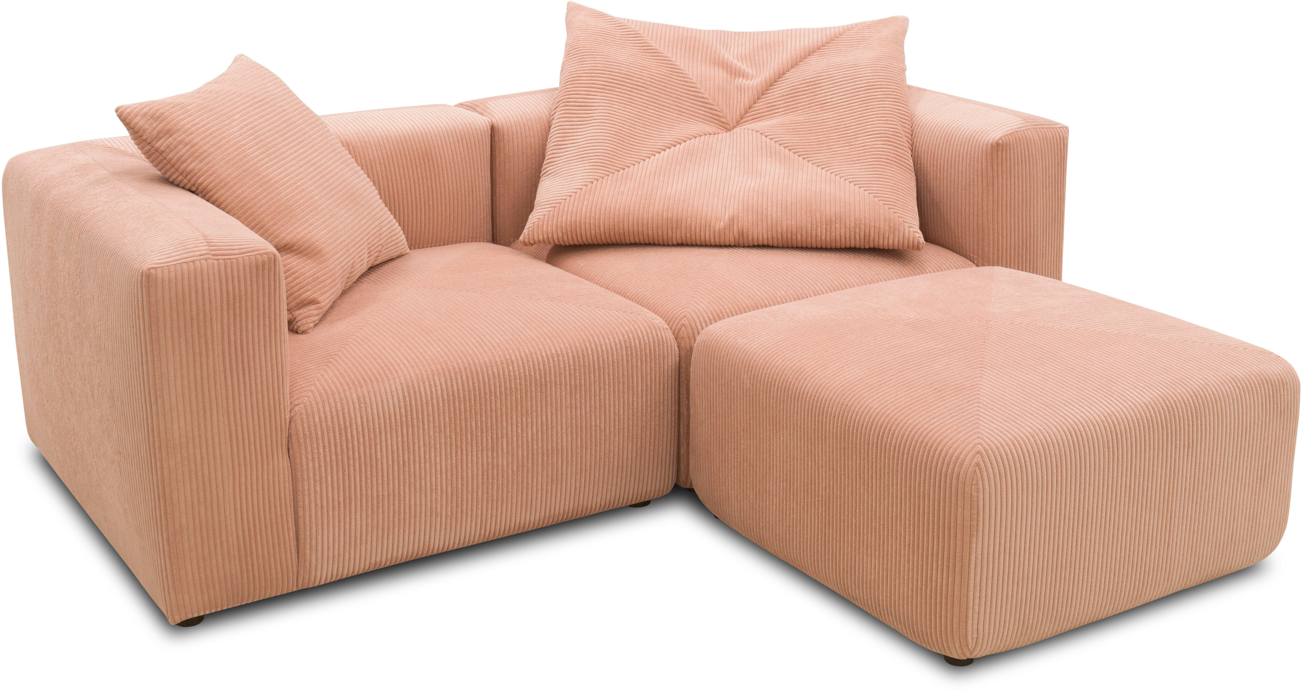 RAUM.ID Hoekbank Gerrid L-vorm Cord, modulaire bank, bestaand uit 2 hoekelementen + 1 hocker