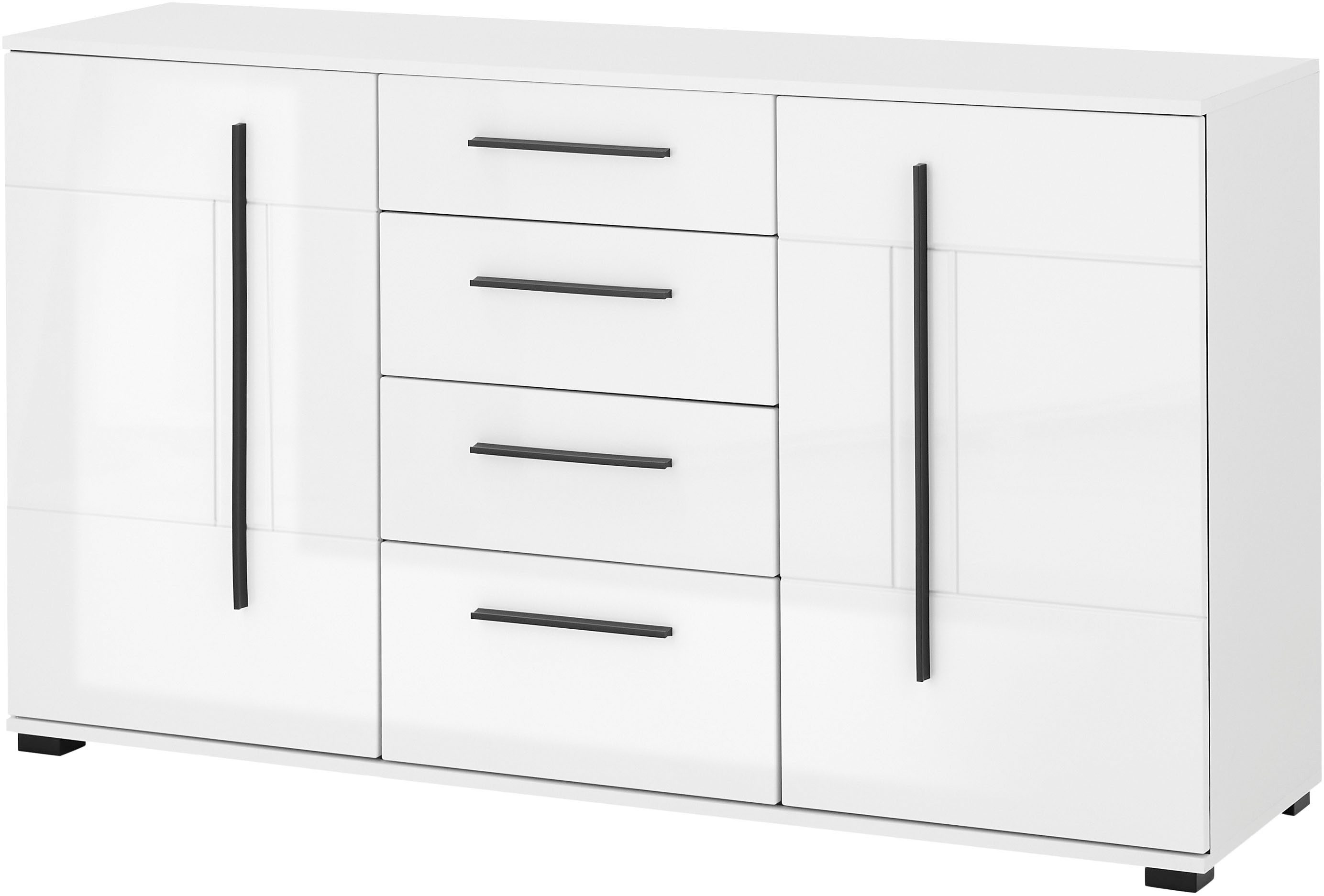 INOSIGN Dressoir Cantara, moderne kast, commode in Eiken Evoke of wit zwarte stanggreep, voldoende opbergruimte, veelzijdig inzetbaar