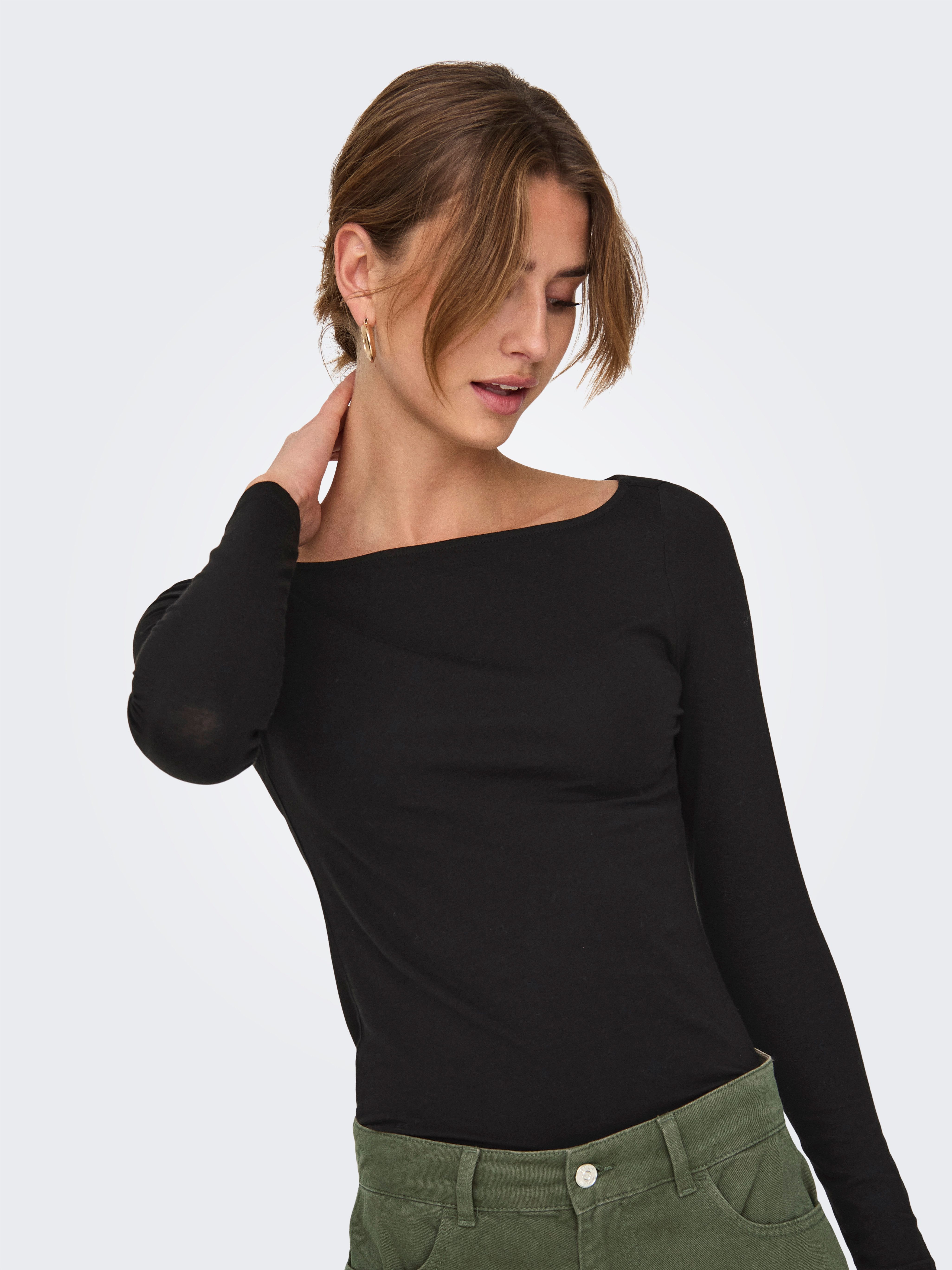 Only Shirt met lange mouwen ONLLIVE LOVE LIFE LS BOATNECK JRS NOOS