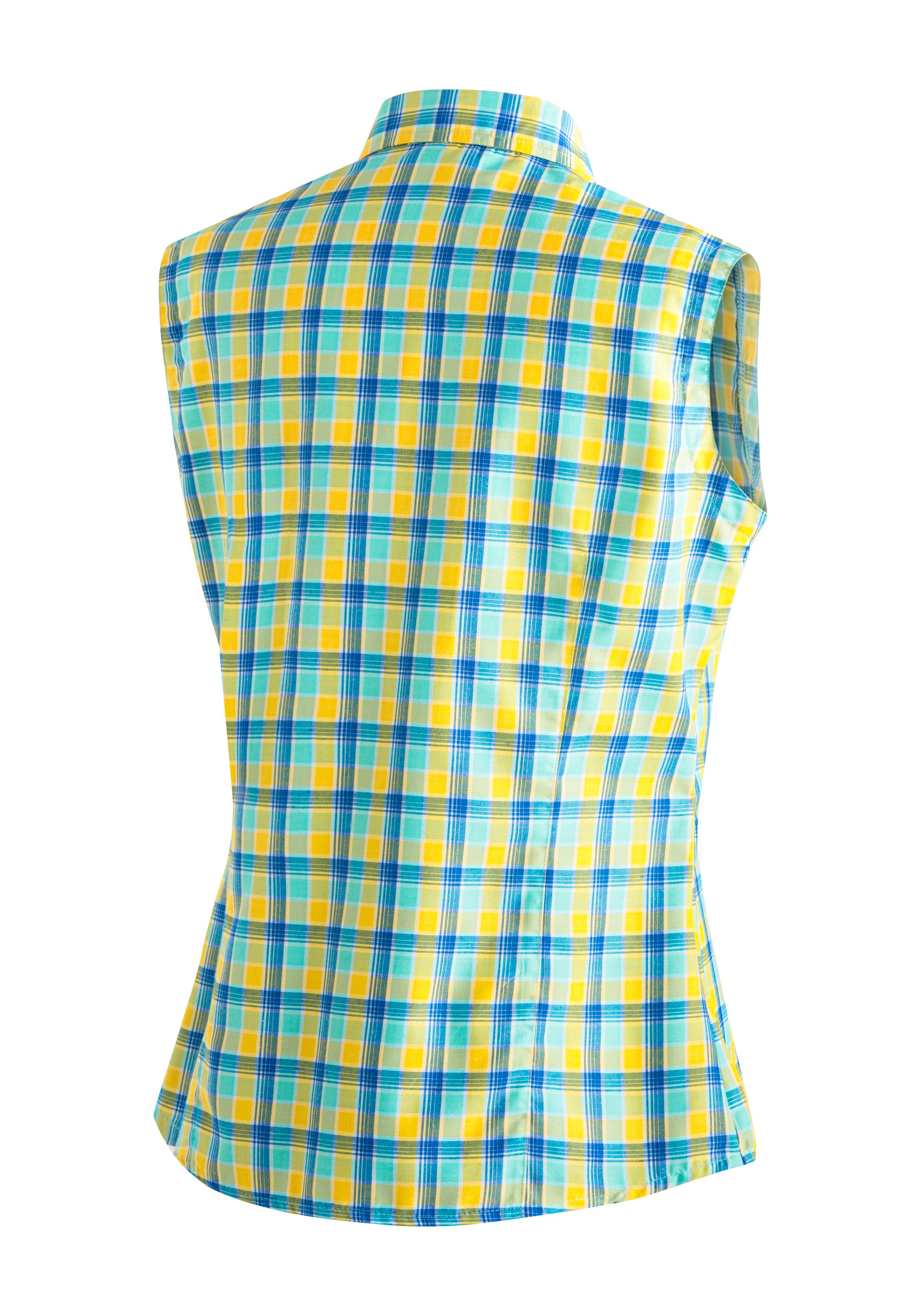 Maier Sports Functionele blouse Paloma Geruite, mouwloze blouse voor wandelen, reizen en vrije tijd