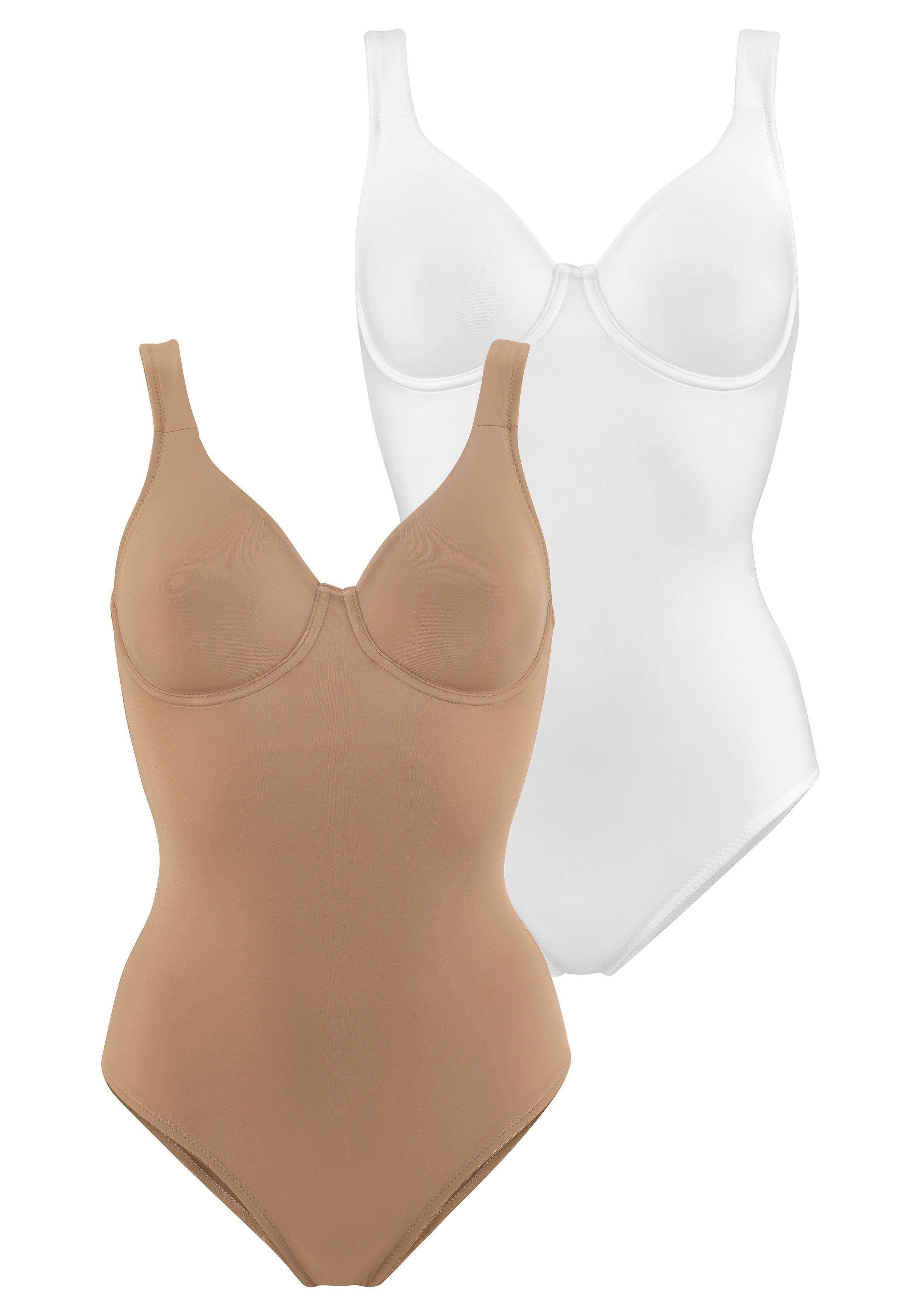 Nuance T-shirt-body met beugel, met figuurvormend effect, shapewear body, shaping body (Set van 2)