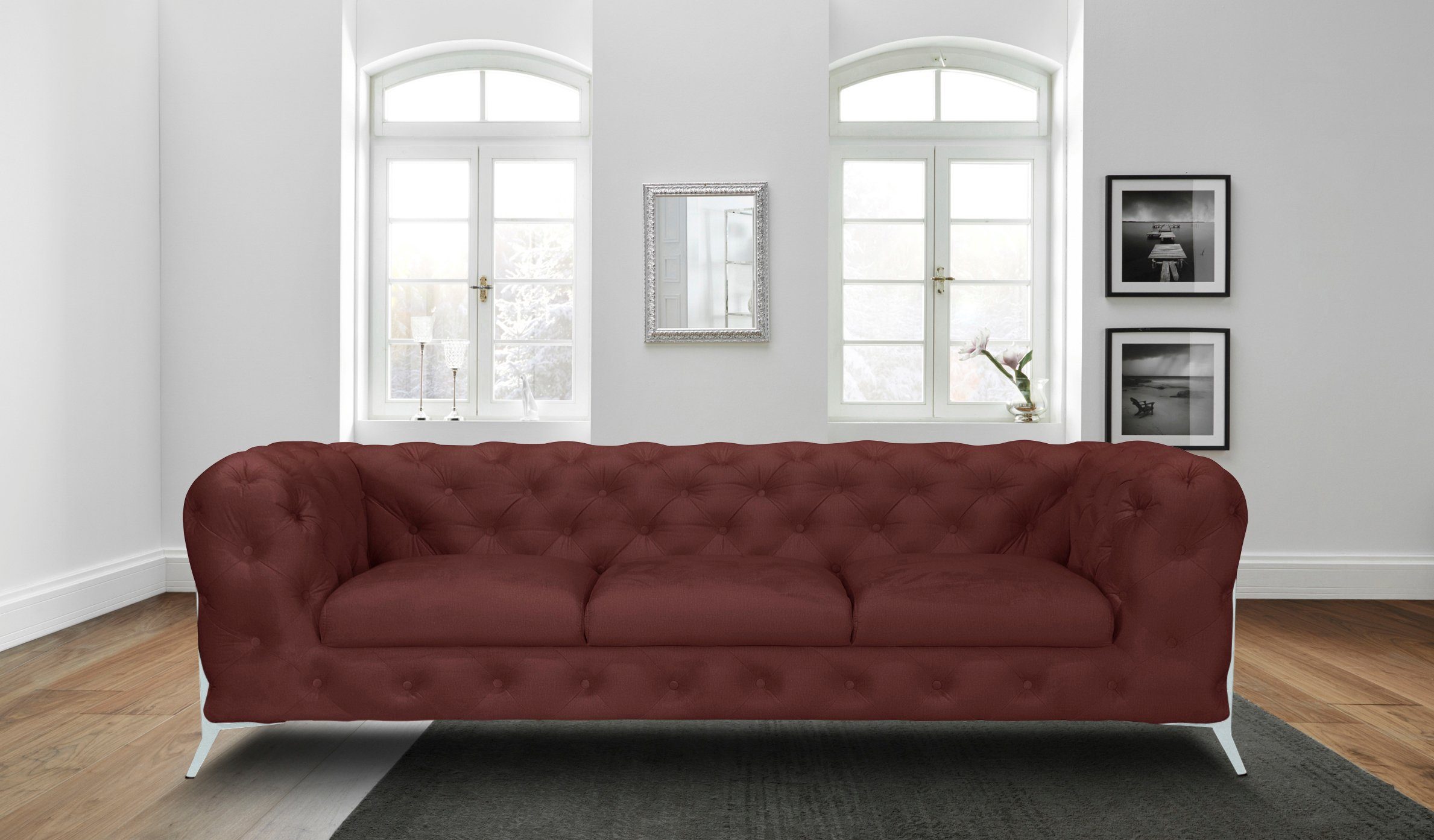 Leonique Chesterfield-bank Amaury luxueuze capitonnage, moderne chesterfield look, kleur van de poten ter keuze