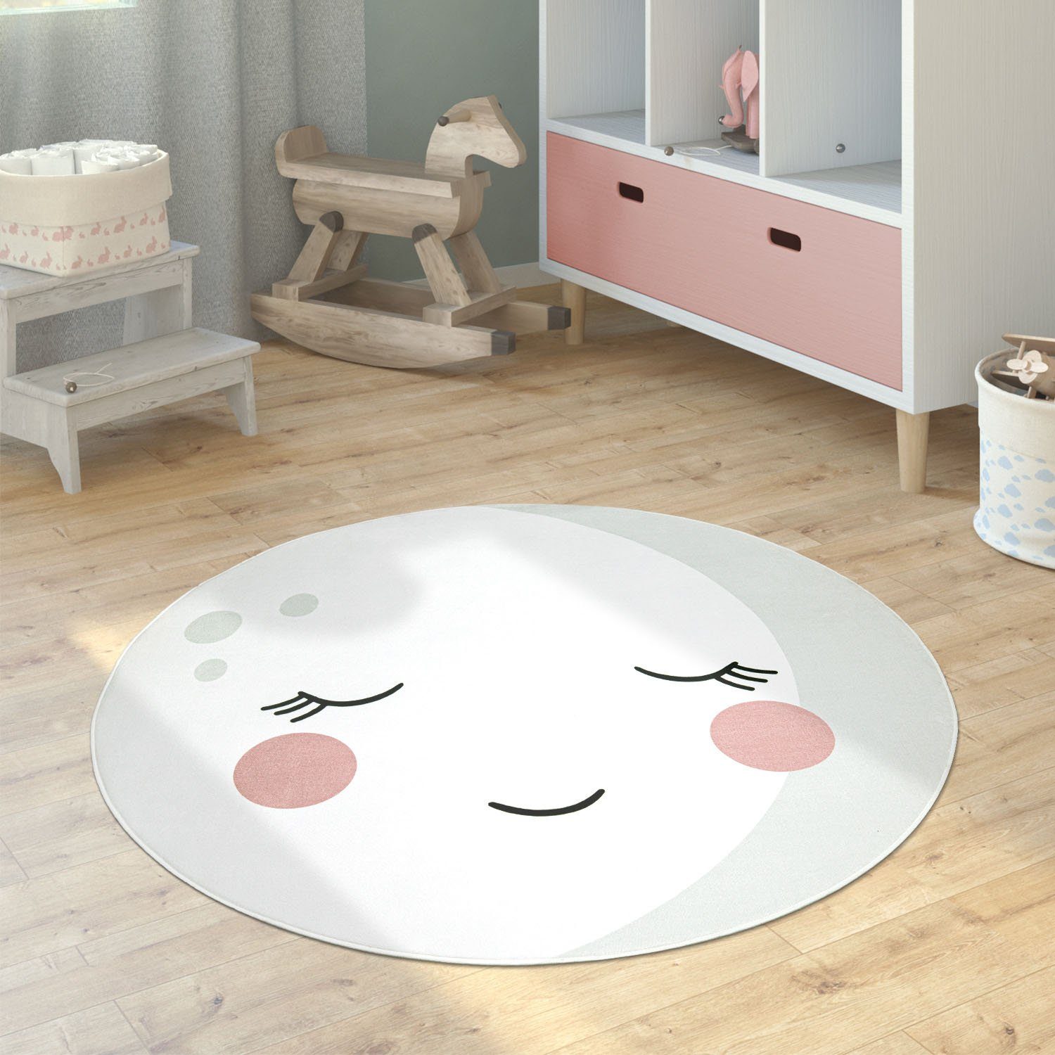 Paco Home Kindervloerkleed Chicos 555 Platweefsel, motief maan, kinderkamer