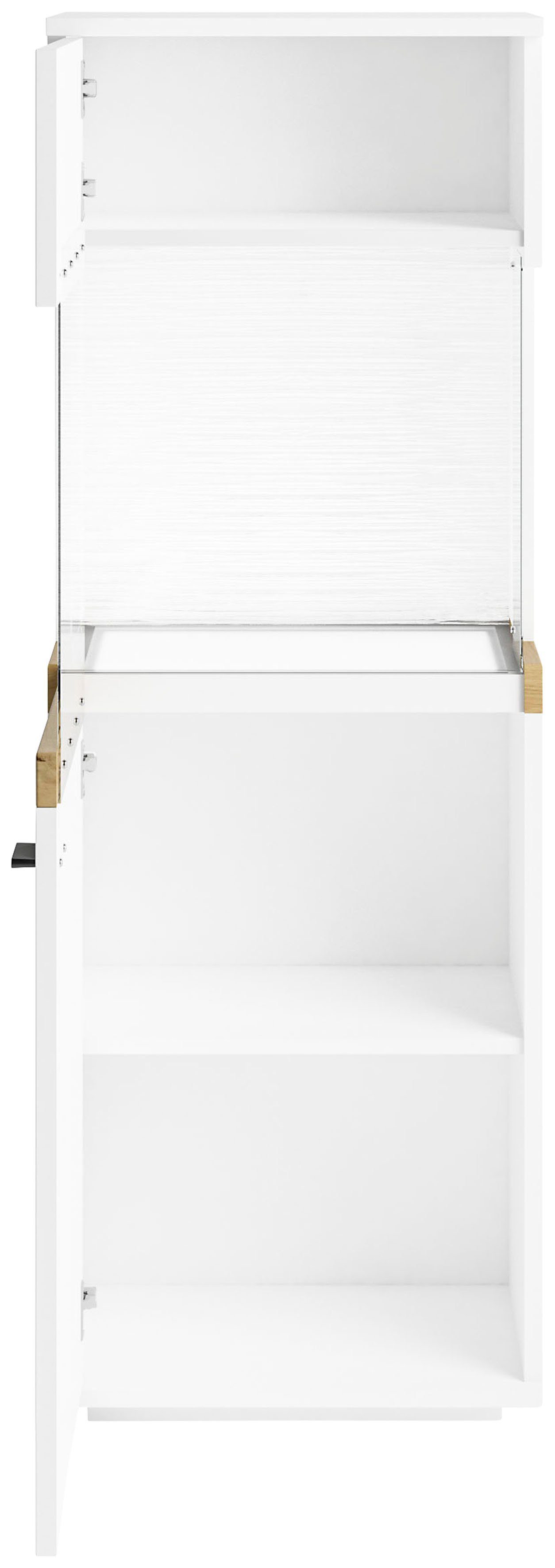 set one by Musterring Vitrinekast Lancaster Kleuren wit of grijs met eikenafwerking, met LED-verlichting