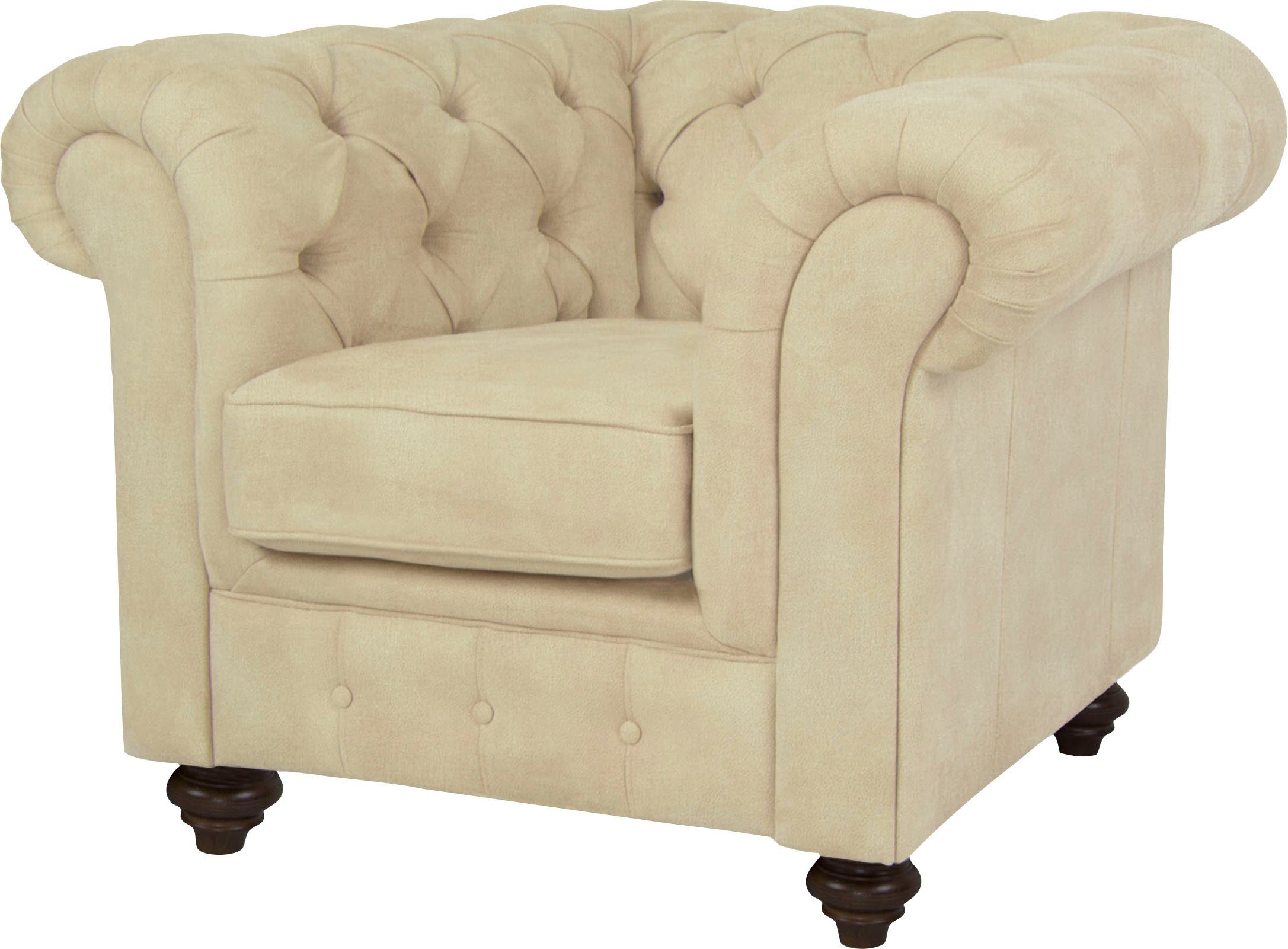 Home affaire Fauteuil Duc Chesterfield hoogwaardige capitonnage achter, fluwelige look met changerende look