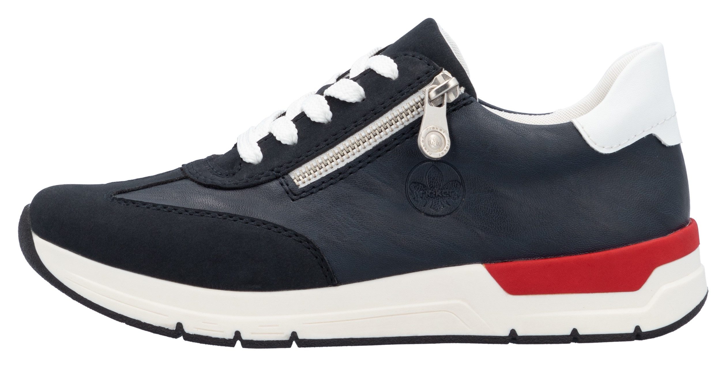 Rieker Sneakers met sleehak , lage schoen, vrijetijdsschoen, veterschoen met touwachtige ritssluiting