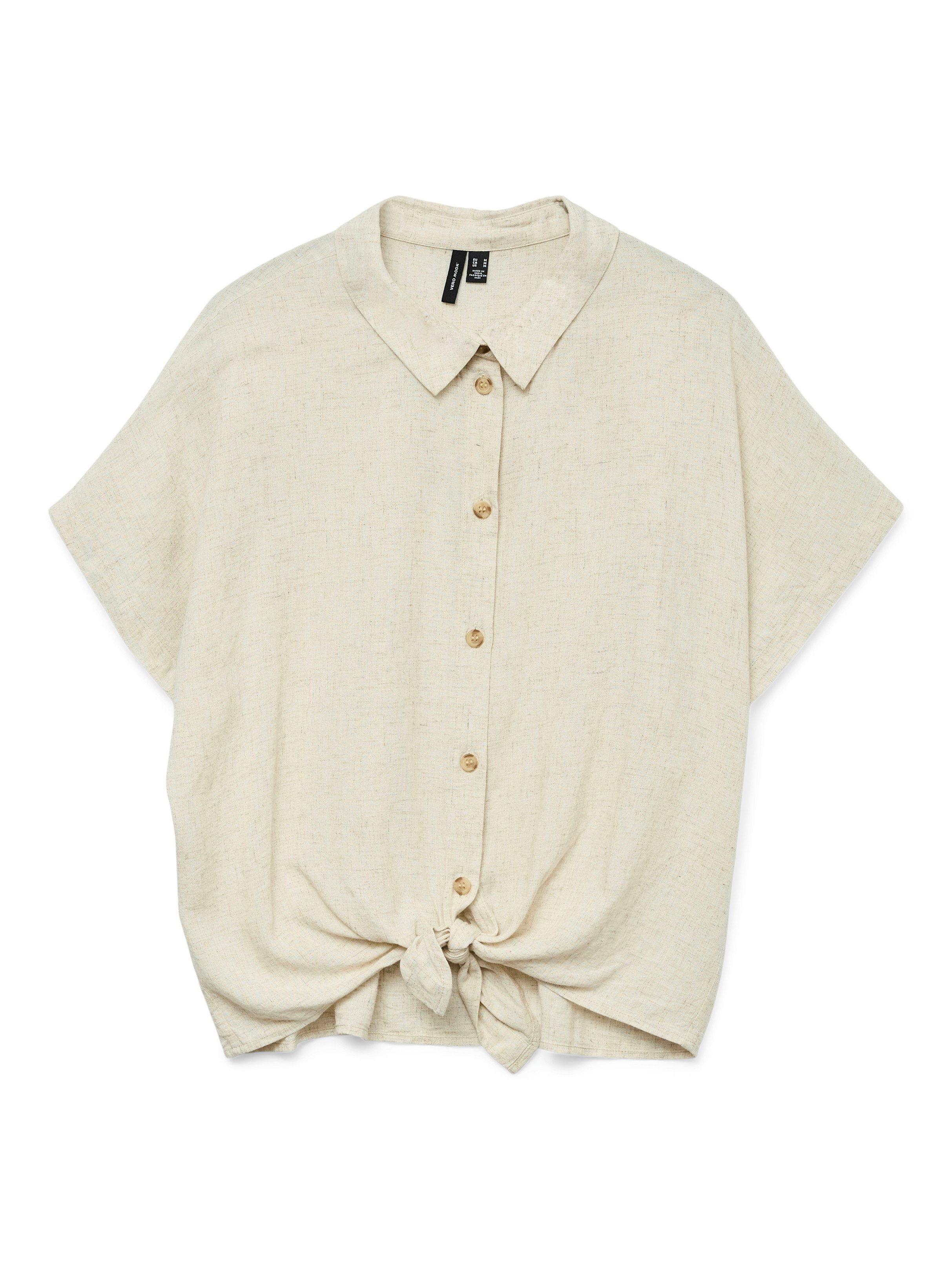 Vero Moda Blouse met korte mouwen VMTHEA SS TIE SHIRT WVN NOOS