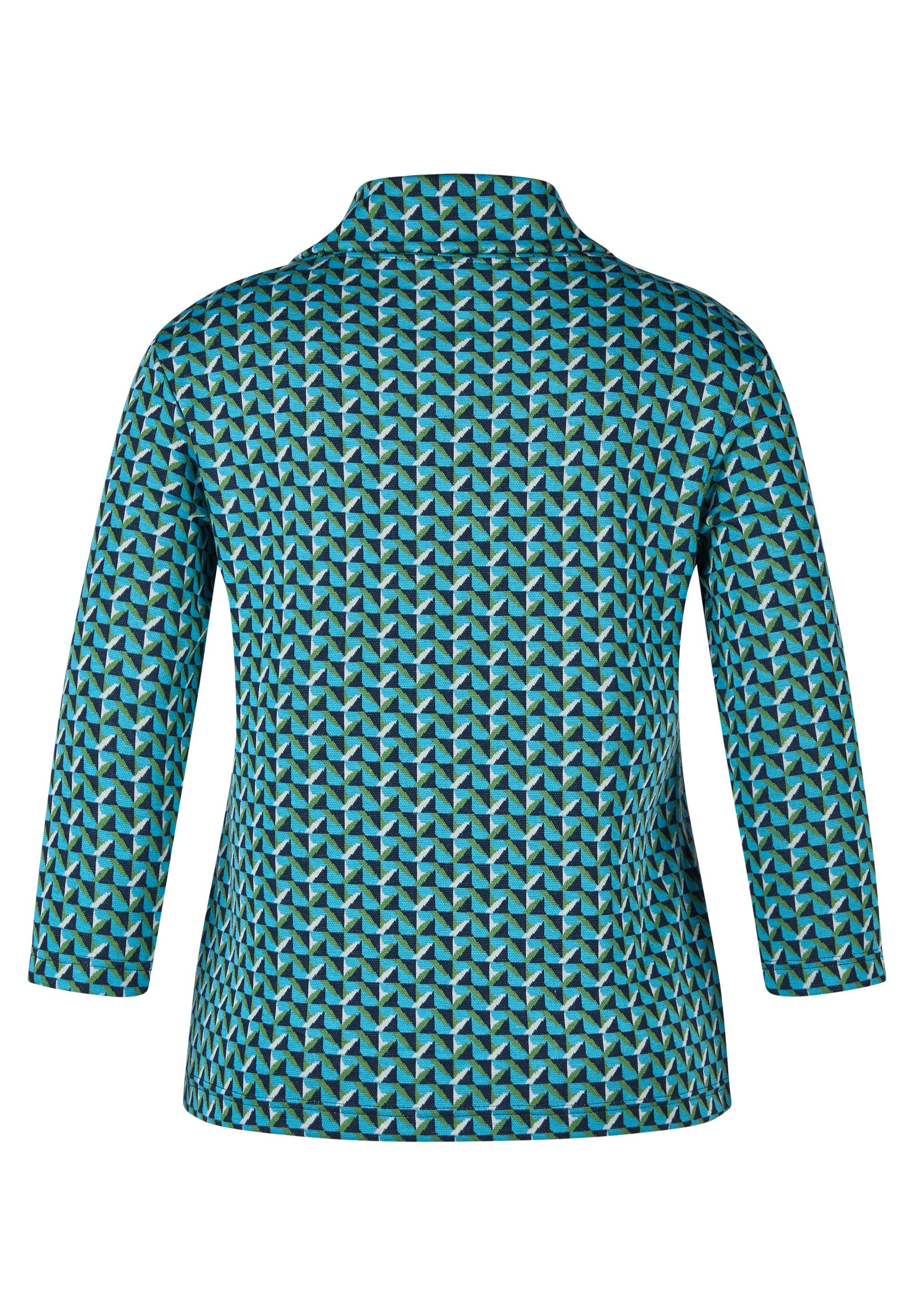 Rabe Shirt met 3/4 mouwen met split coltrui en minimal print