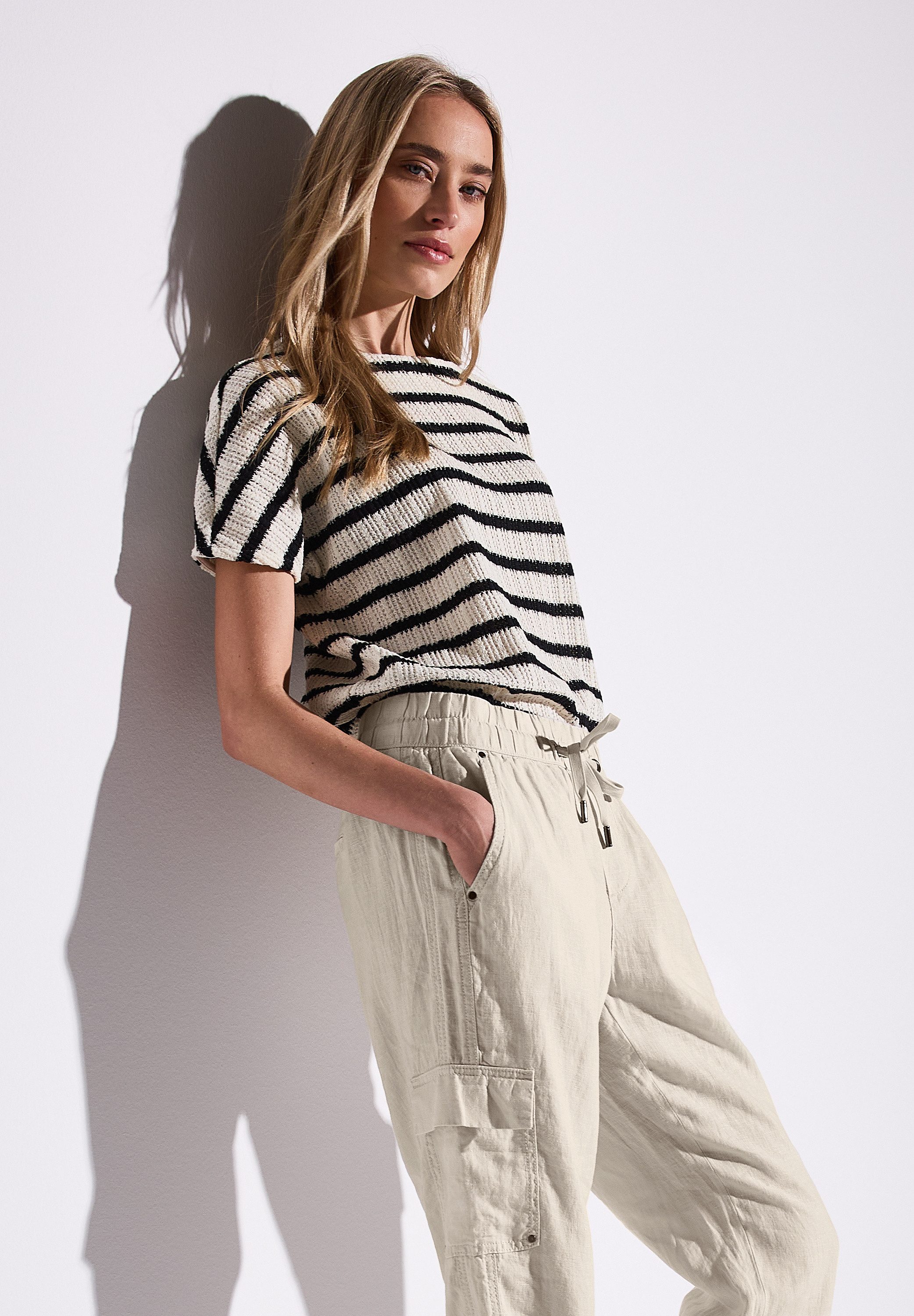 STREET ONE Linnen broek Style Bonny in cargo-look