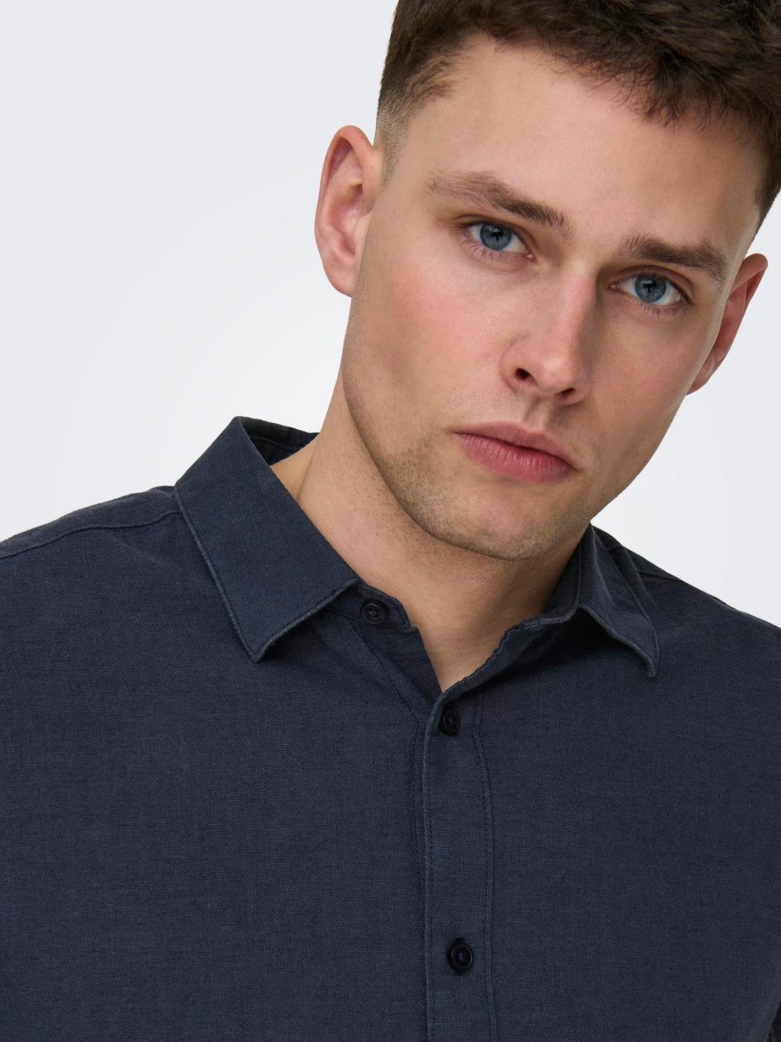 ONLY & SONS Overhemd met lange mouwen ONSCAIDEN LS SOLID LINEN SHIRT NOOS