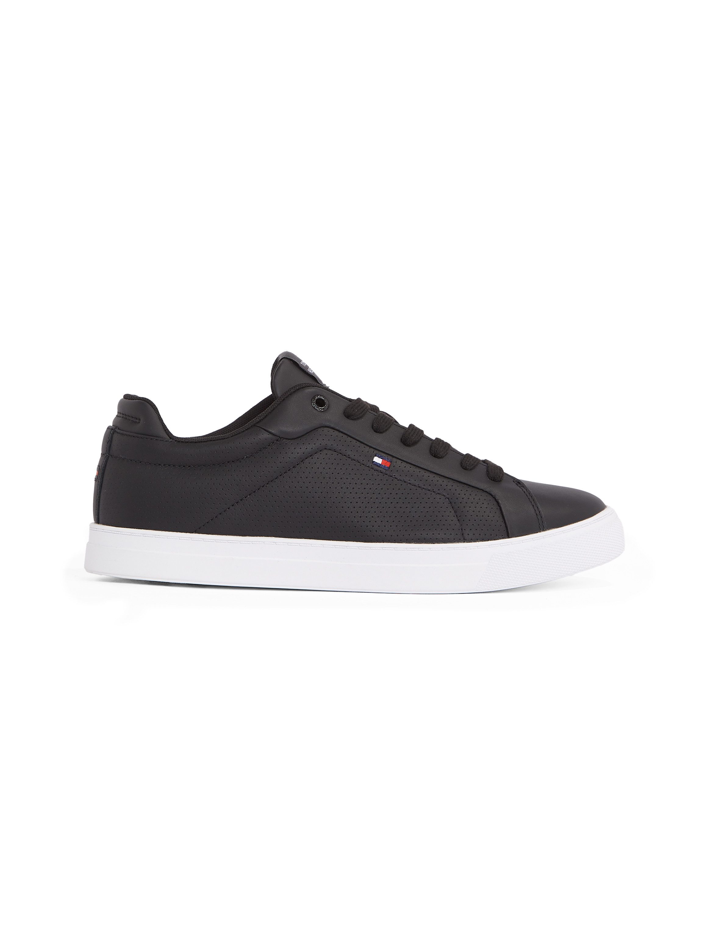 Tommy Hilfiger Sneakers ICON COURT PINPERF LTH , vrijetijdsschoen, lage schoen, veterschoenen met zacht gepolsterde schacht