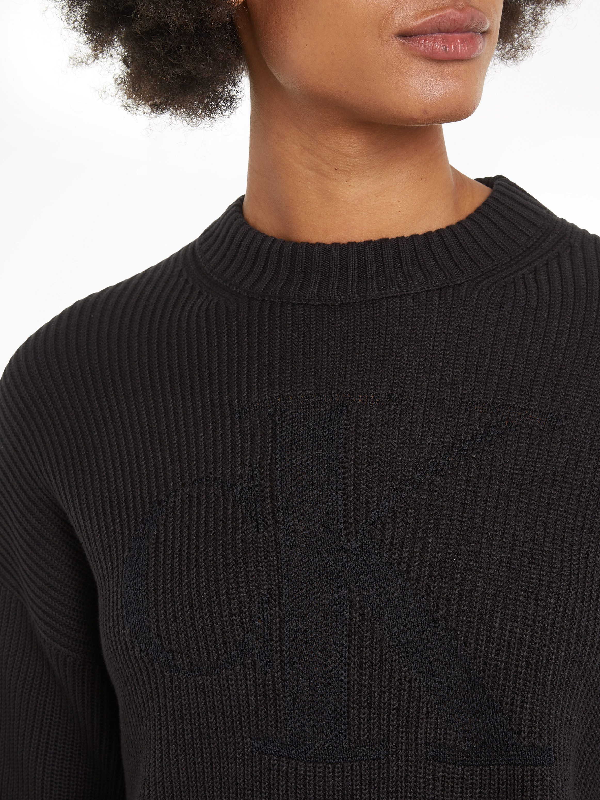 Calvin Klein Trui met staande kraag LOGO INTARSIA REGULAR SWEATER