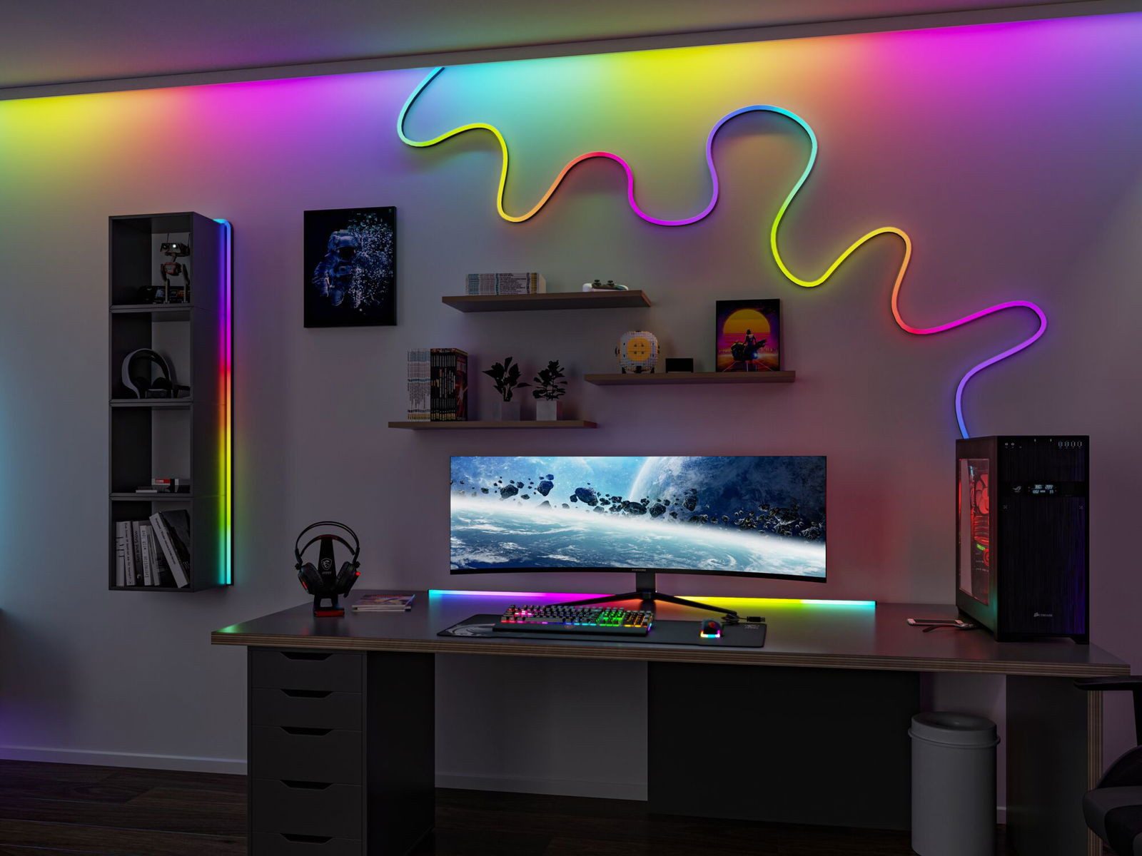 Paulmann Led-lichtslang Entertain LED slang zwart neon RGB+ Kleurwisselaar & kleurregeling & dimmer (1 stuk)
