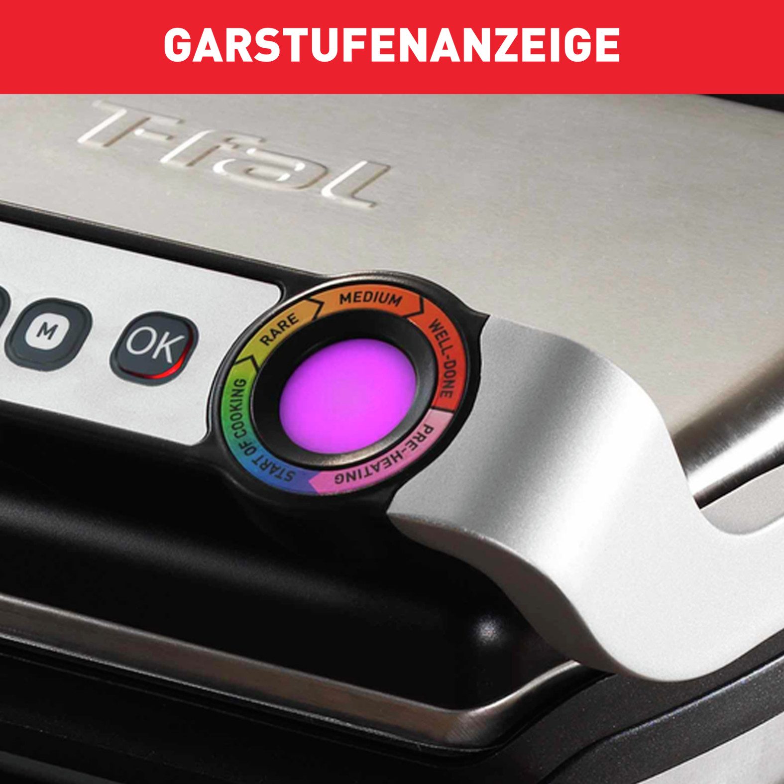Tefal Contactgrill OptiGrill, 6 automatische Programme, ein manuelles Programm 6 programma’s, past temperatuur en grillcyclus aan het grillgerecht aan