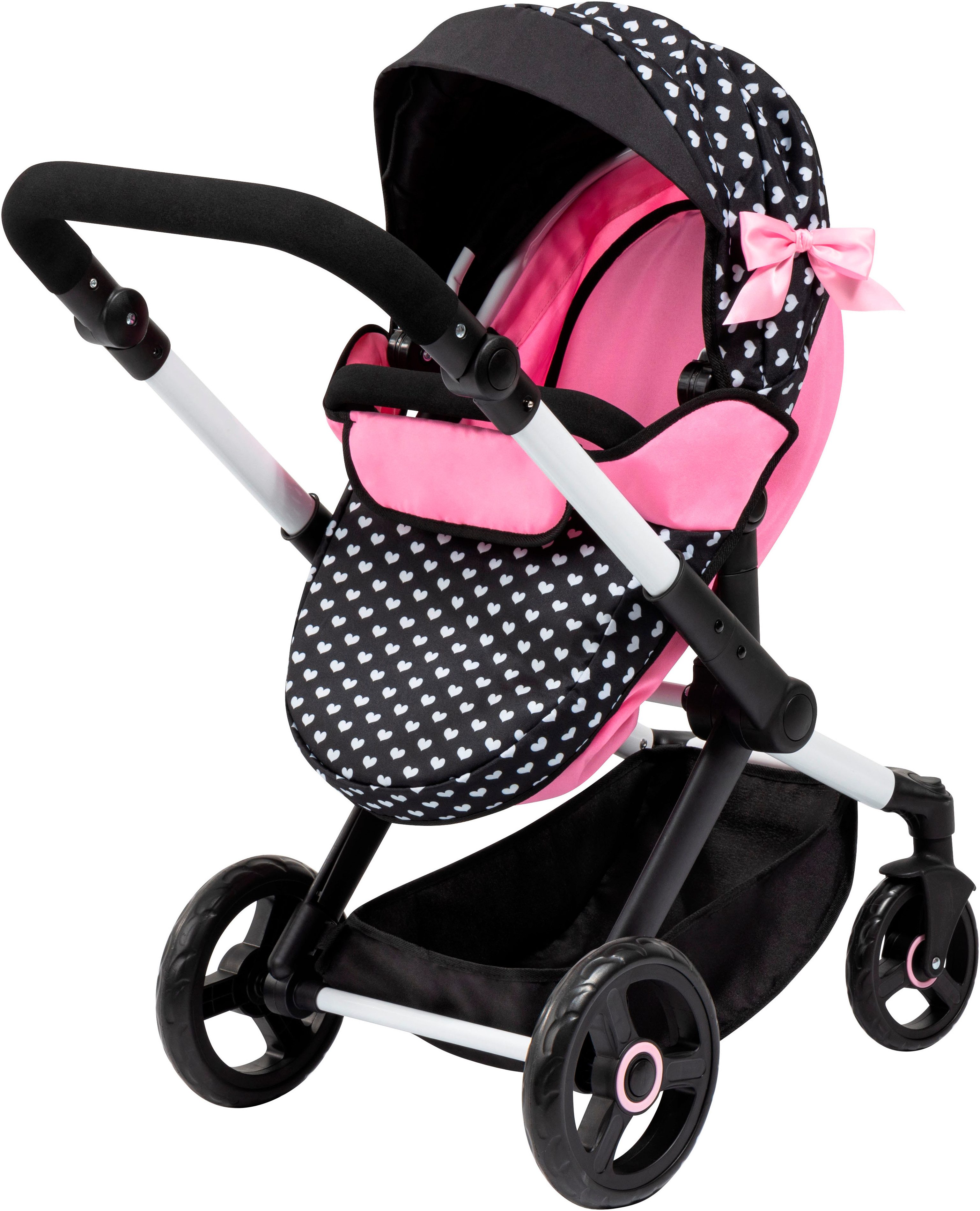 Bayer Combi-poppenwagen Xeo Mega, zwart (set)