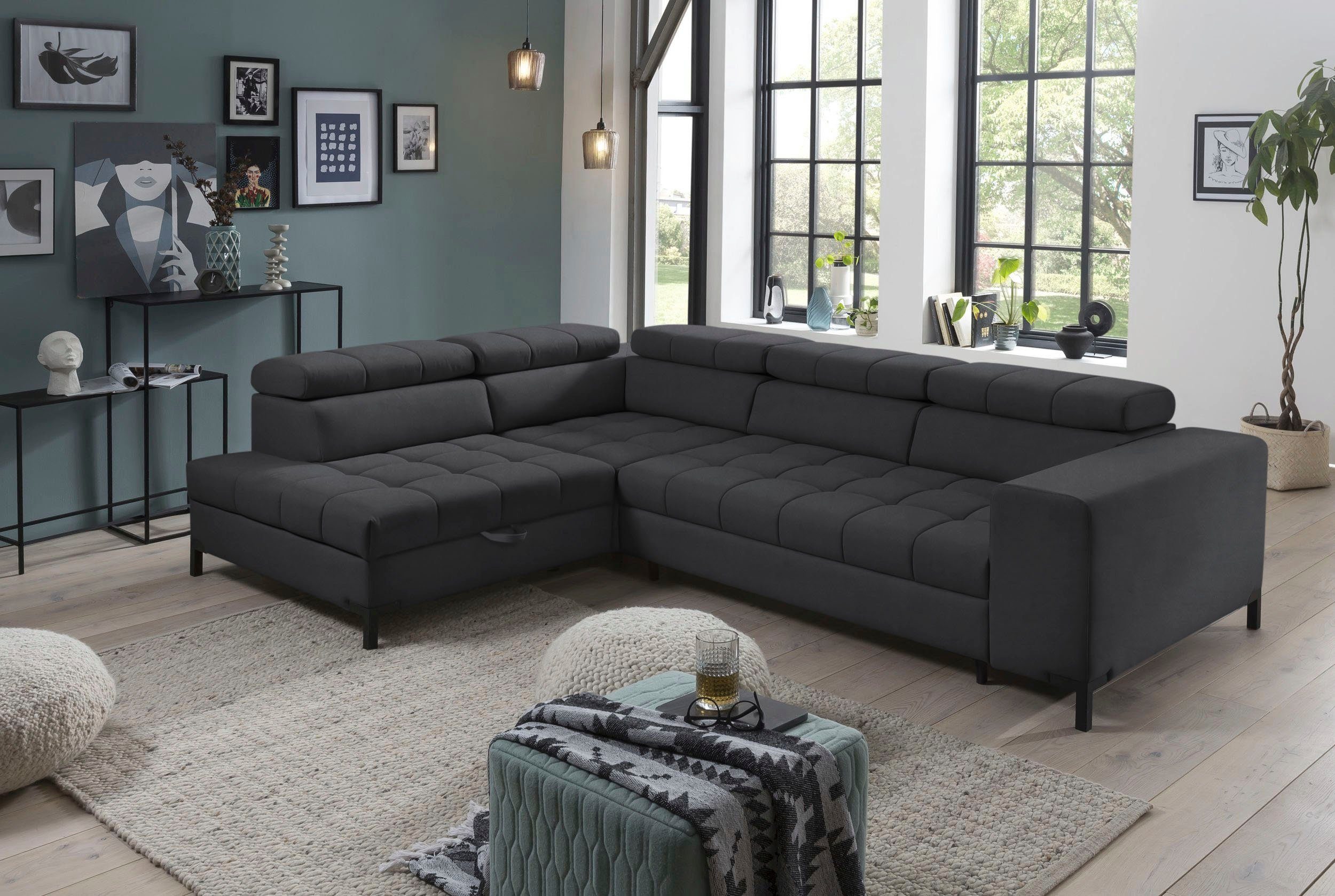 exxpo - sofa fashion Hoekbank Bocco, hoogwaardige afwerking, geweldig zitcomfort, comfortabel, L-vorm