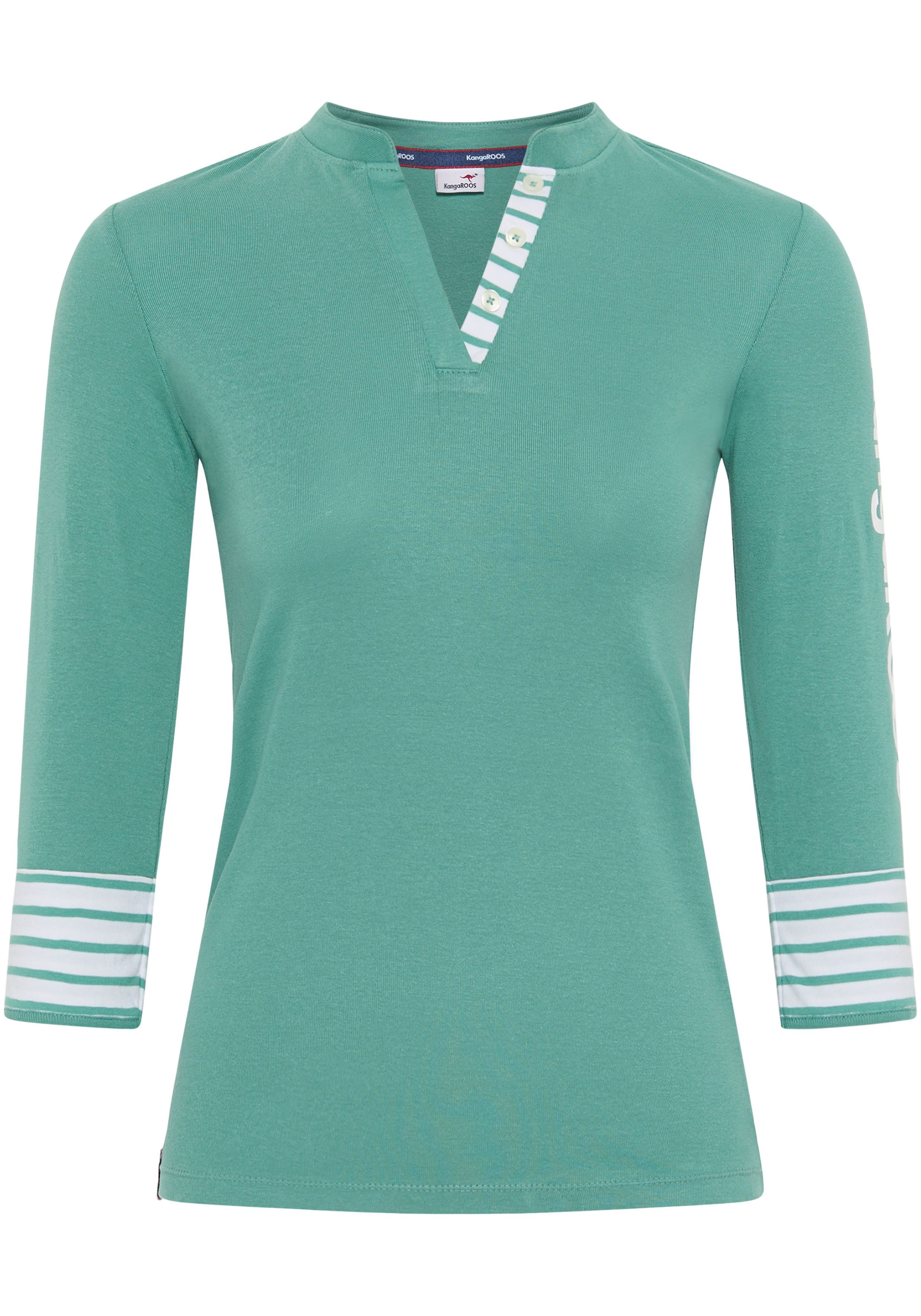 KangaROOS Shirt met 3/4 mouwen 3/4-mouw, figuurgetailleerde pasvorm, met logoprint