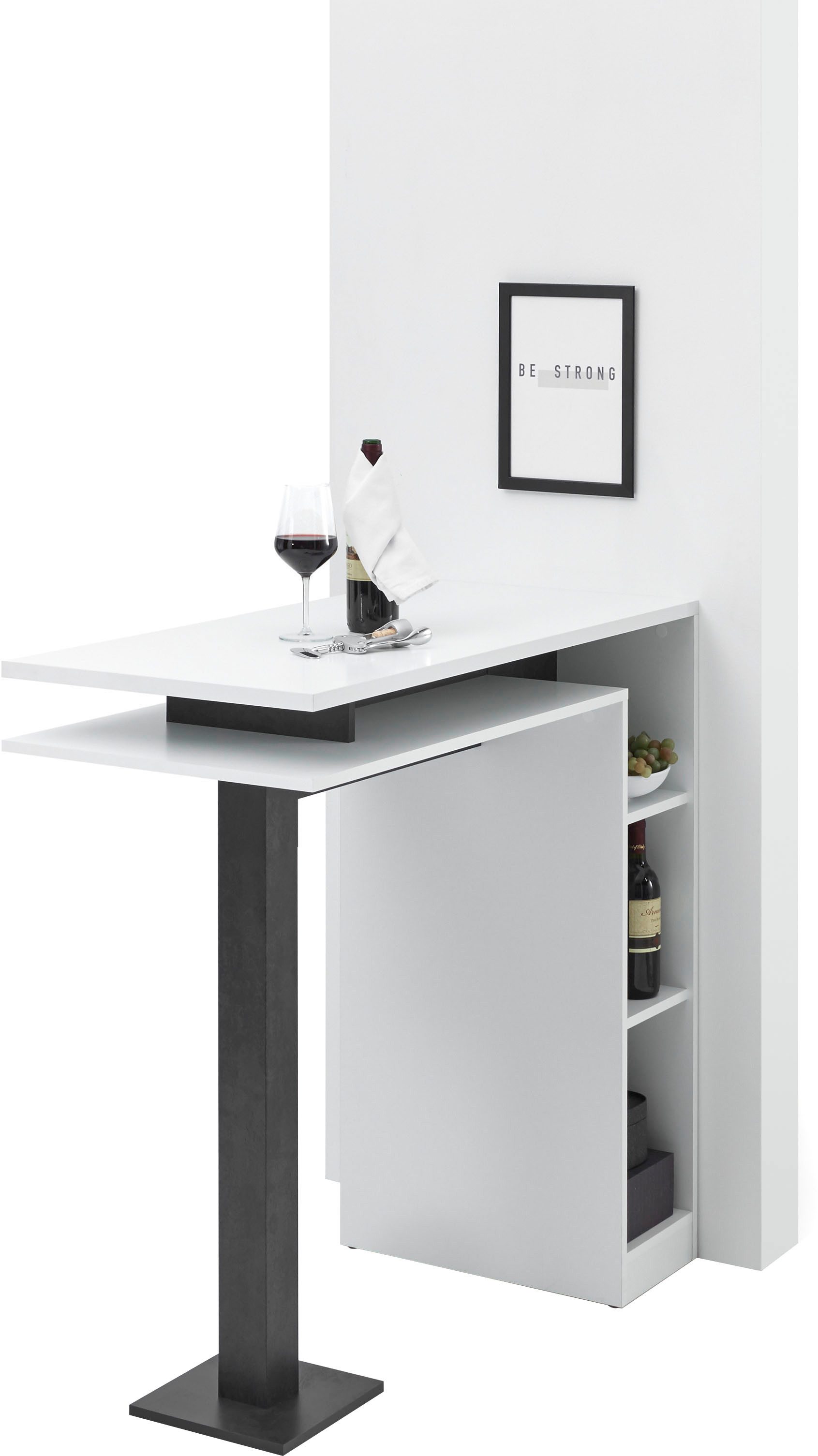 Stolkom Bartafel Bay wit, tafel met opbergruimte