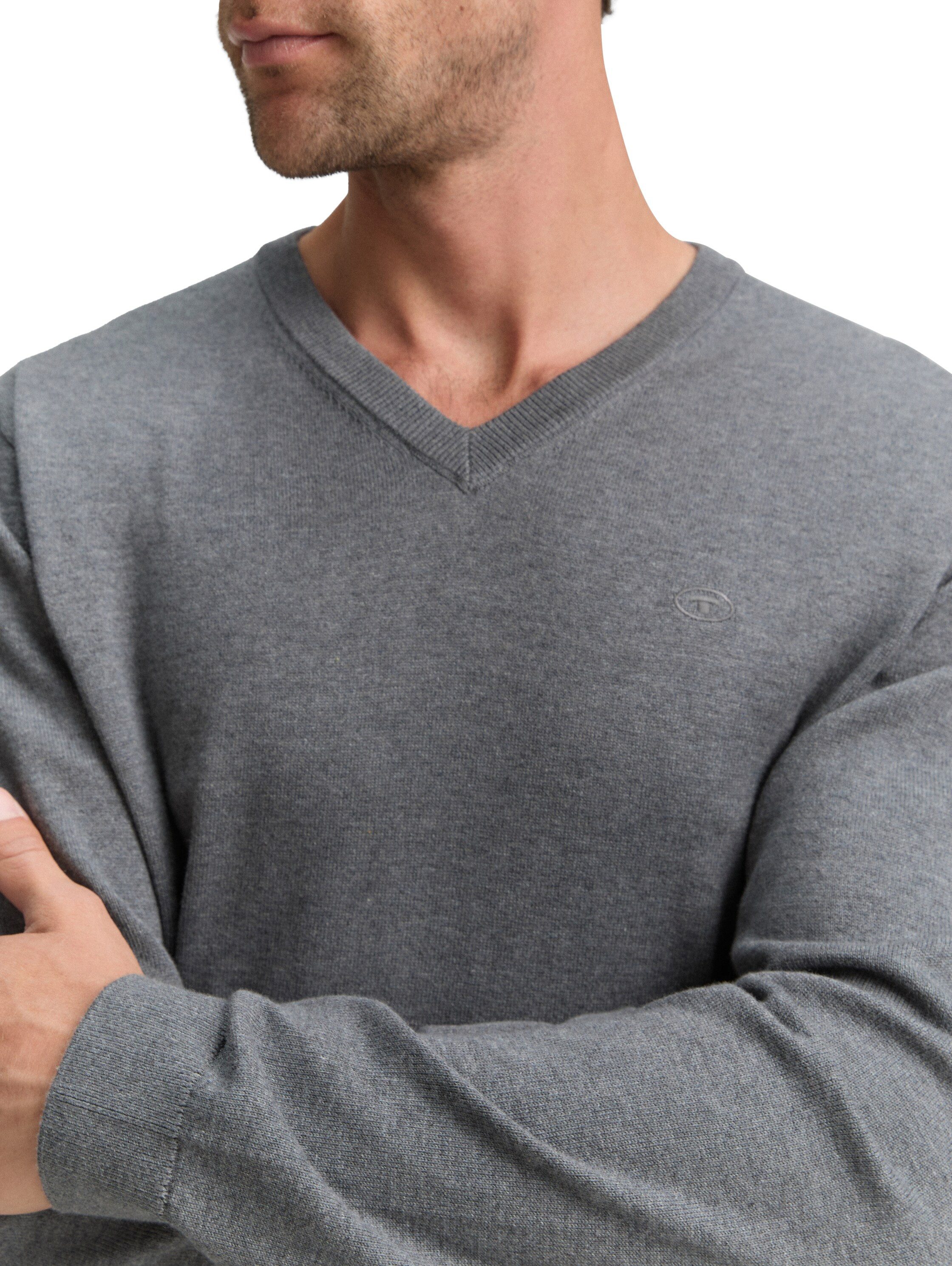 Tom Tailor Trui met V-hals met klein logoborduursel