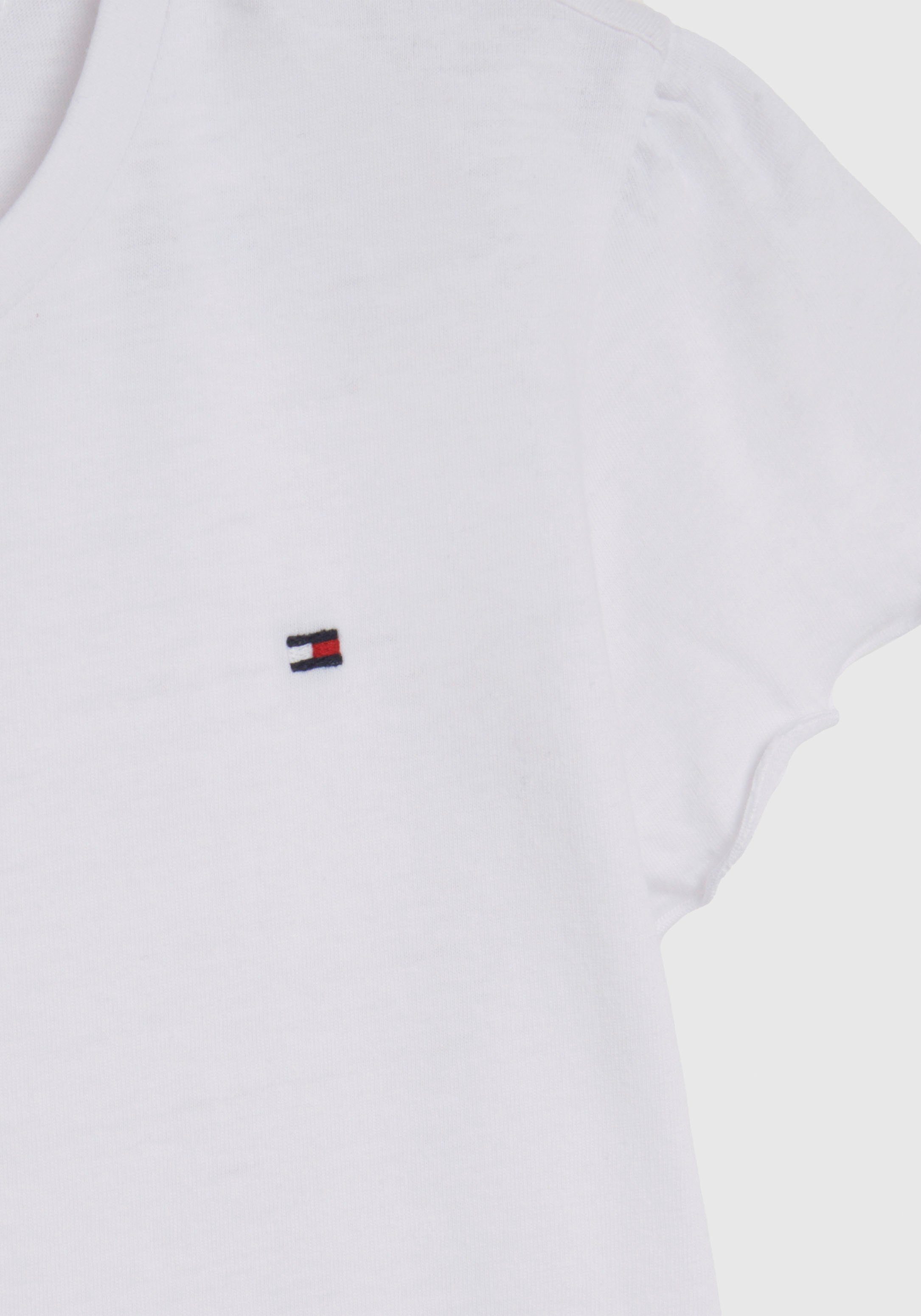 Tommy Hilfiger T-shirt ESSENTIAL RUFFLE SLEEVE TOP S/S met golfrand, logo-geborduurde details