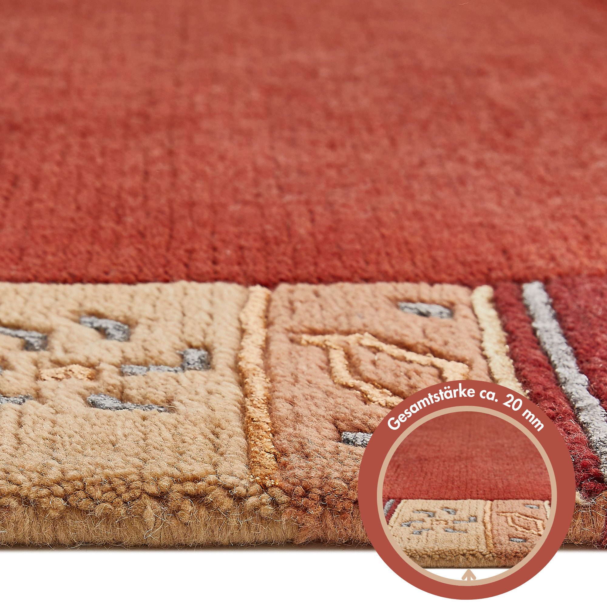 LUXOR living Wollen kleed India zuivere wol, met de hand geknoopt, met randdessin, ook als loper