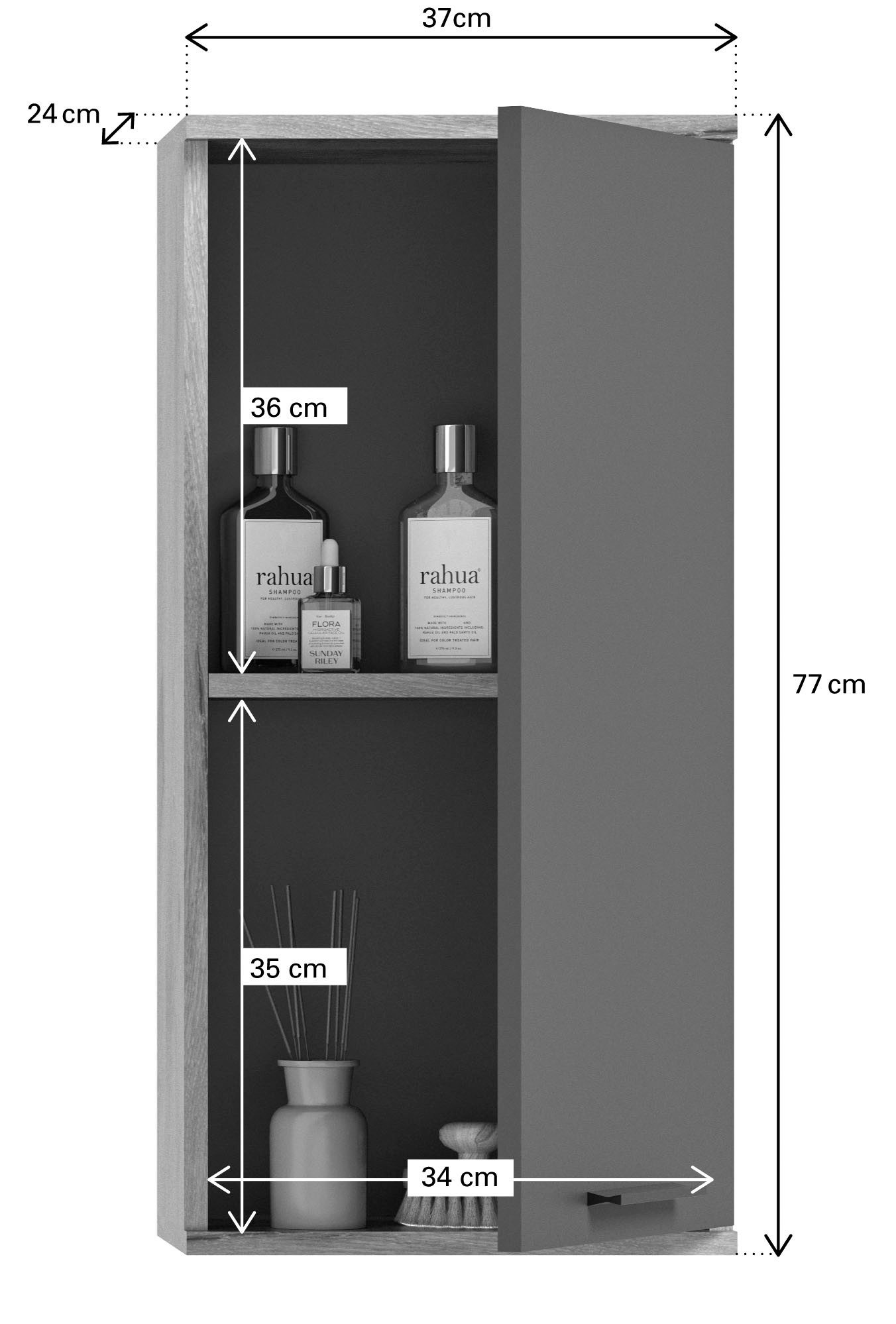 INOSIGN Hangend kastje Riga, Breedte 37cm, 1 deur (deurscharnier verwisselbaar), 1 legplank