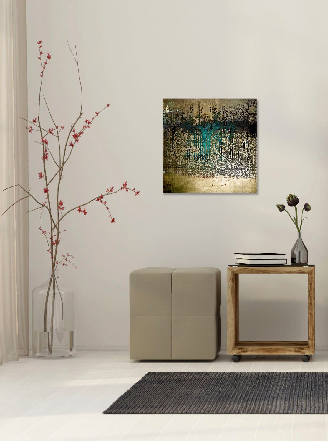 queence Artprint op acrylglas Abstracte kunst met goud Goudafwerking, handgemaakt, ingelijst, edel
