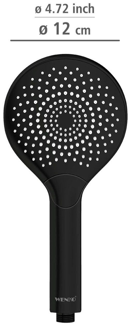 WENKO Handsproeier Watersaving Zwart mat, Ø 12 cm (1-delig)