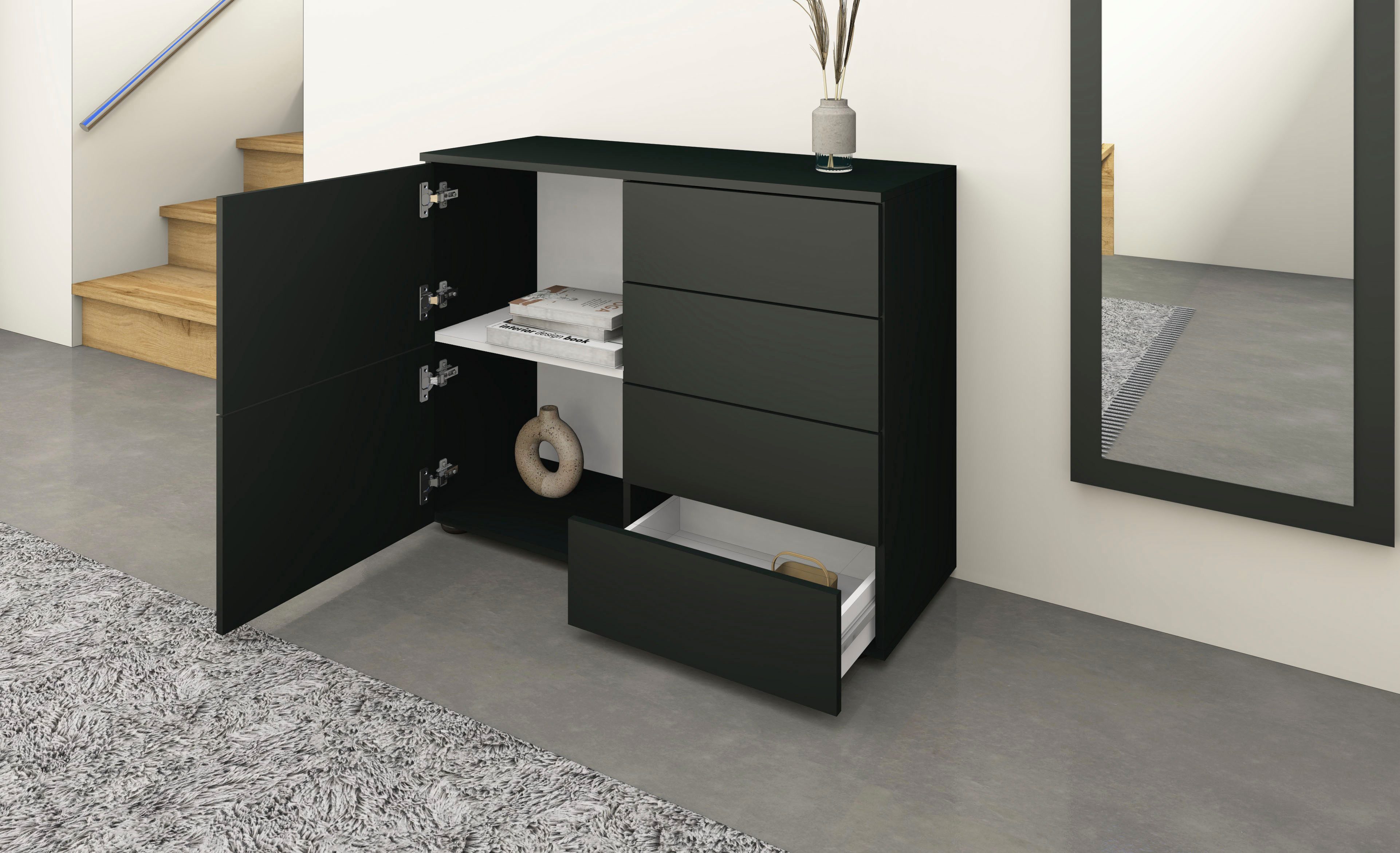 borchardt Möbel Halmeubelset Drukknop (Push-To-Open), in hoogte verstelbare planken (3-delig)