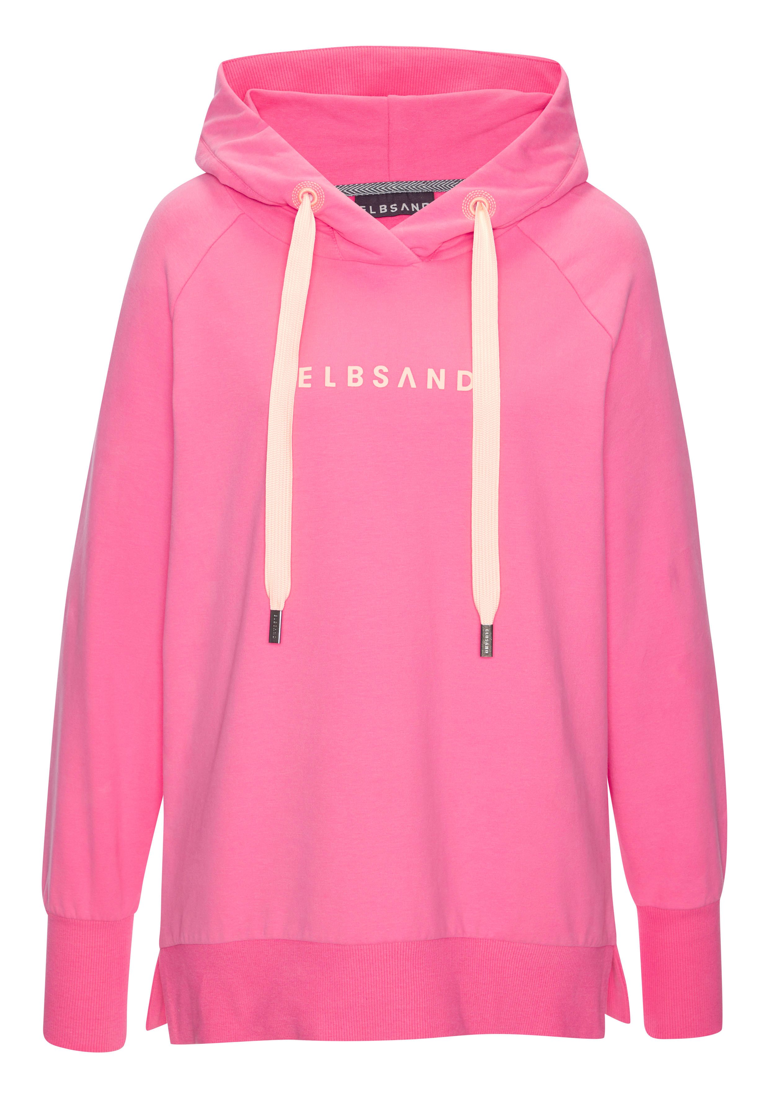 Elbsand Hoodie Svana met logoprint, comfortabele hoodie, zijslitsen