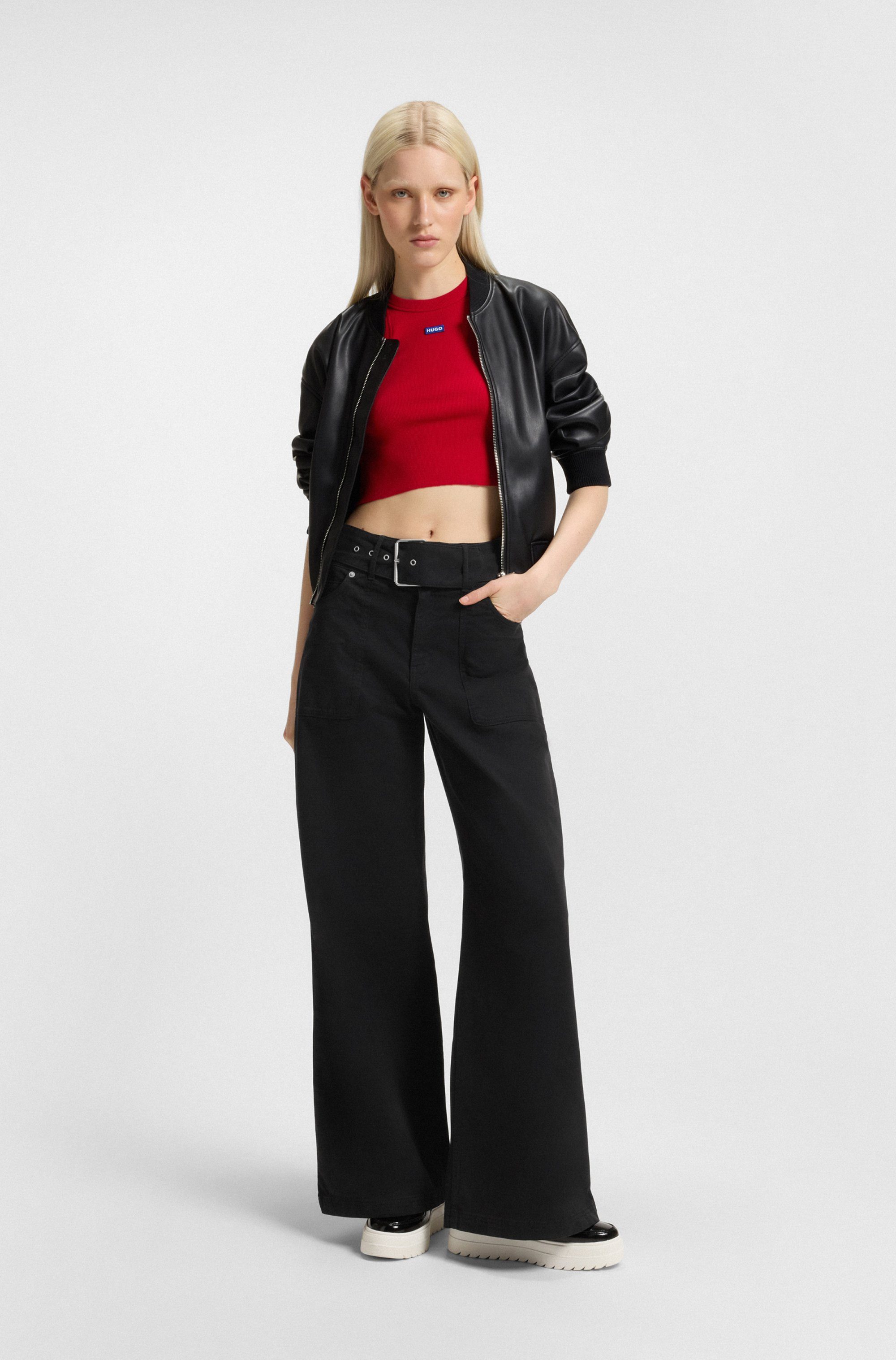 HUGO Blue Stoffen broek Hicandi met brede riem