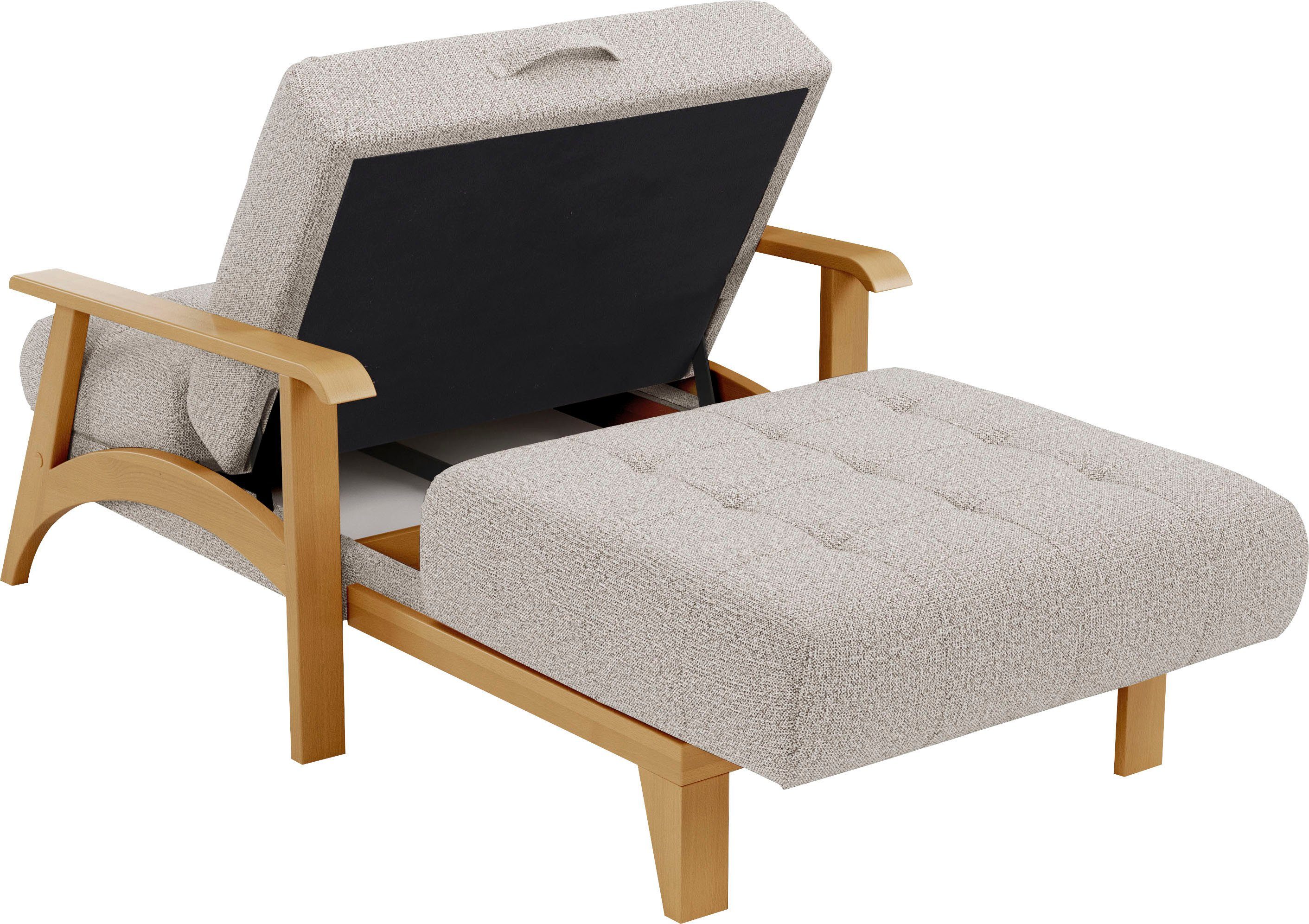 sit&more Récamier Billund Armleuningen van eikenkleurig beukenhout, verschillende bekledingen en kleuren