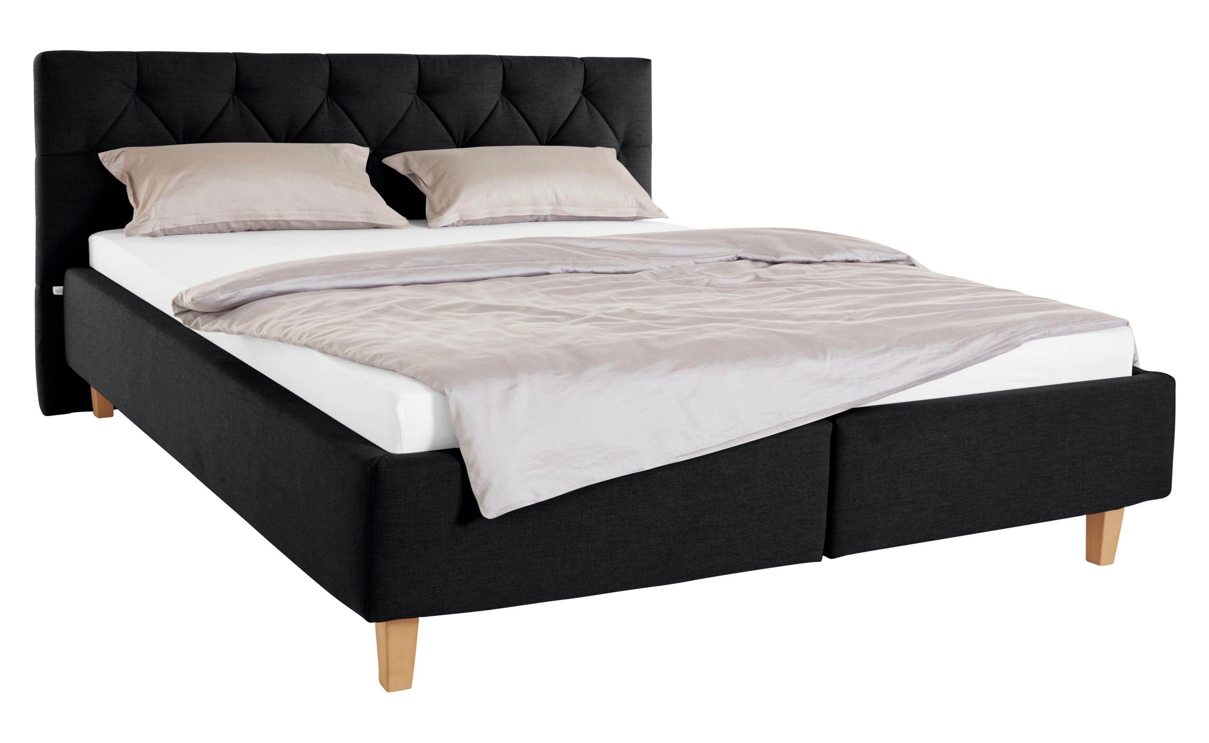 Guido Maria Kretschmer Home&Living Gestoffeerd bed Sunley 100 Kruisstiksel, hoofdbordhoogte 102 cm, zonder of met matras/lattenbodem bedden grijs