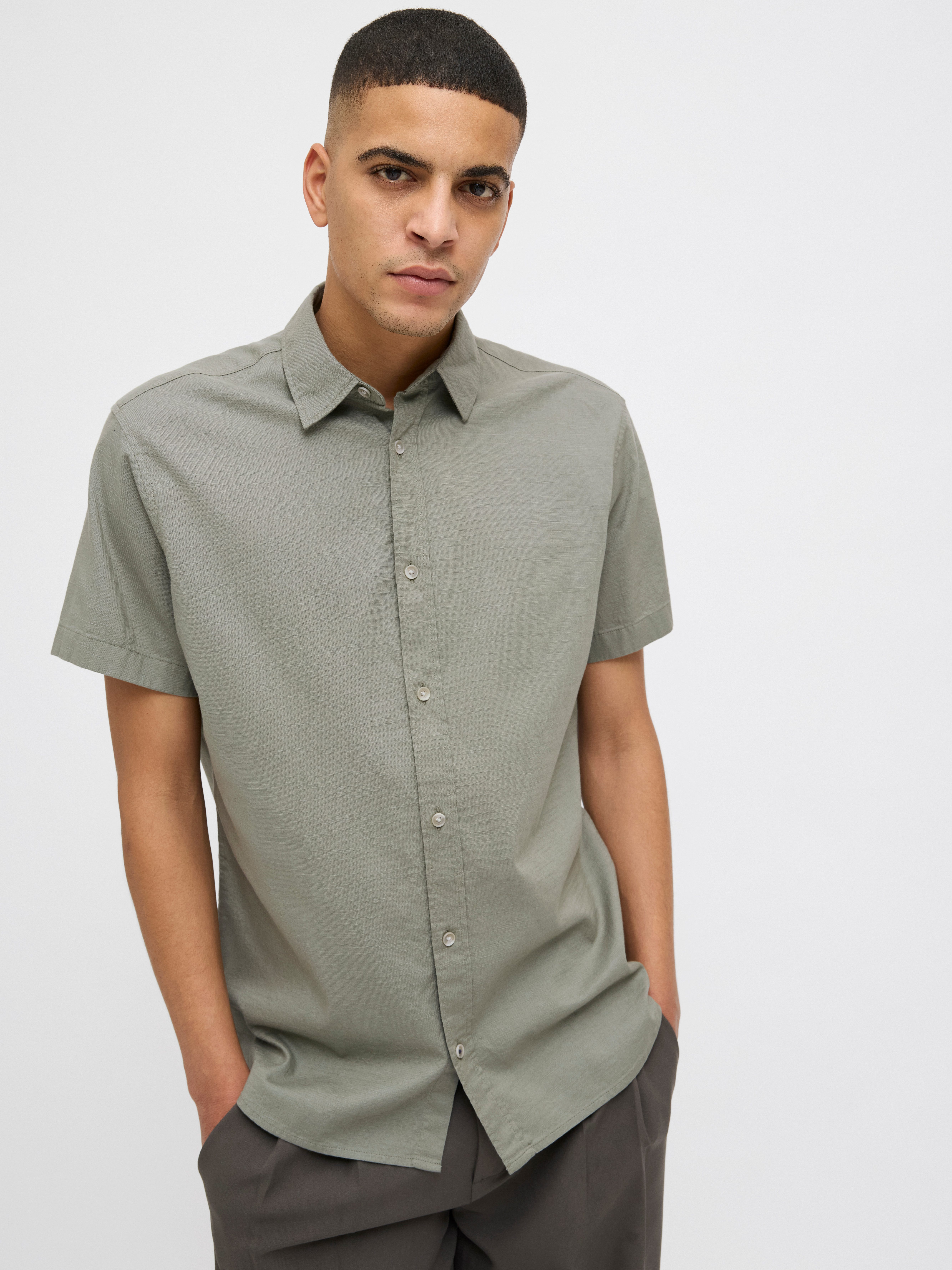 Jack & Jones Overhemd met korte mouwen JJPIERRE SLUB SHIRT SS