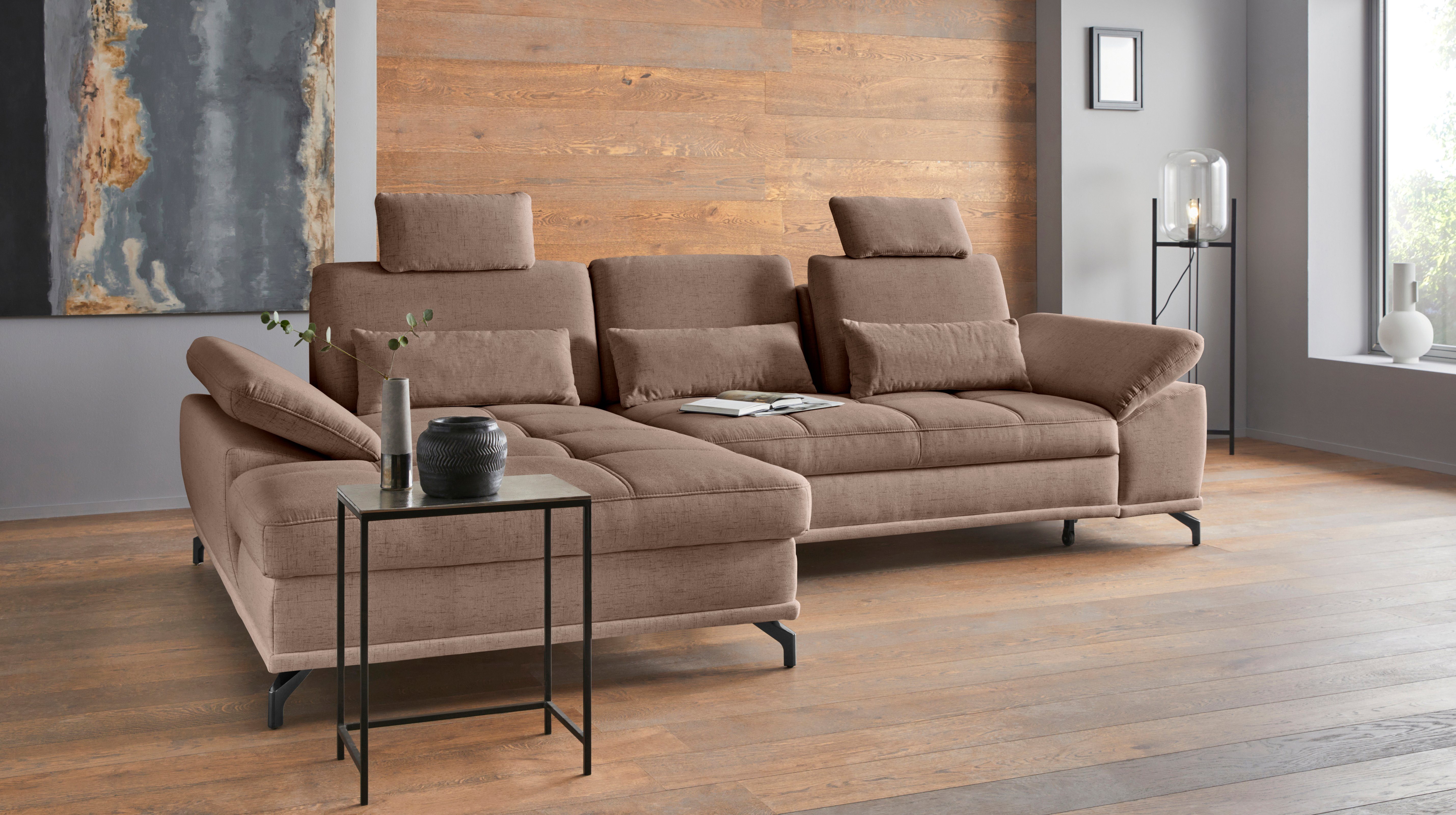 Places of Style Hoekbank Costello L-vorm, met zitdiepteverstelling, armleuningverstelling en