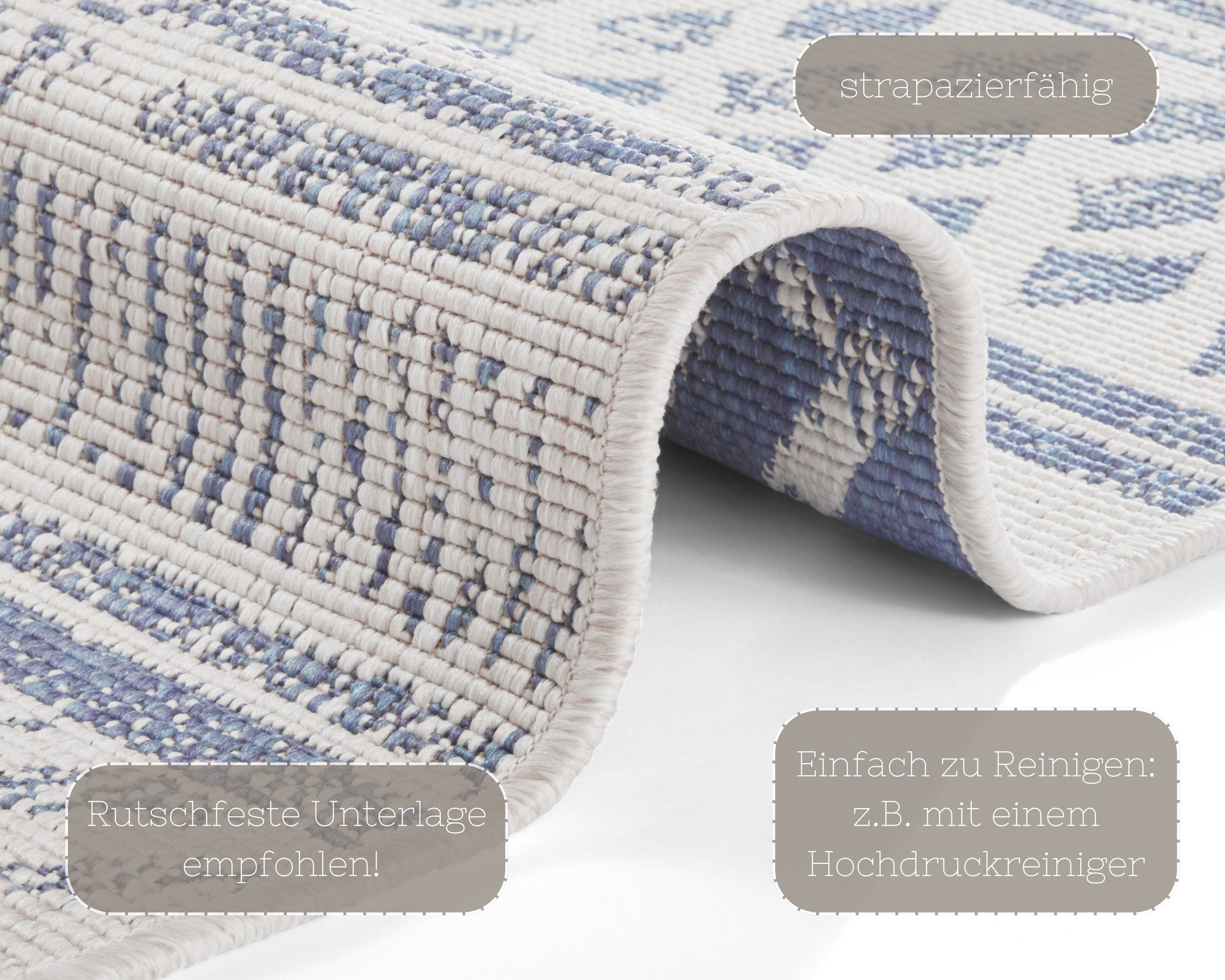 HANSE Home Vloerkleed BIRI tweezijdig te gebruiken kleed Binnen- en buitengebruik, weerbestendig, balkon, loper, woonkamer, waterbestendig, boho