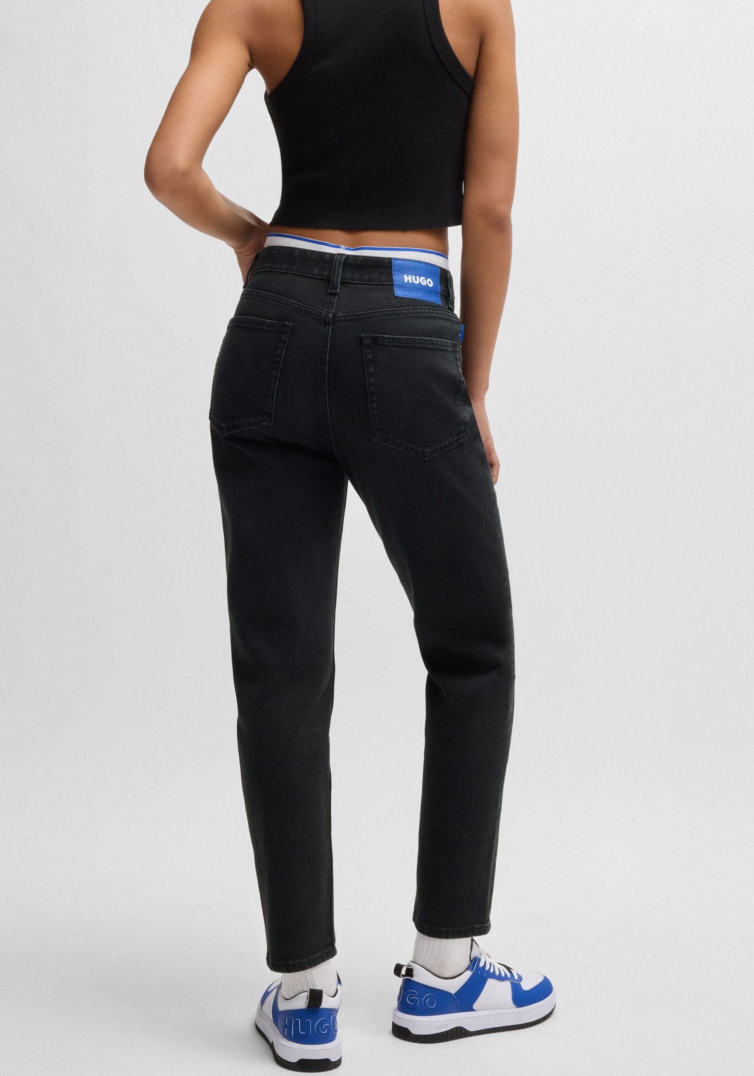 HUGO Blue Mom jeans Noe Straight fit jeans met hoge taille