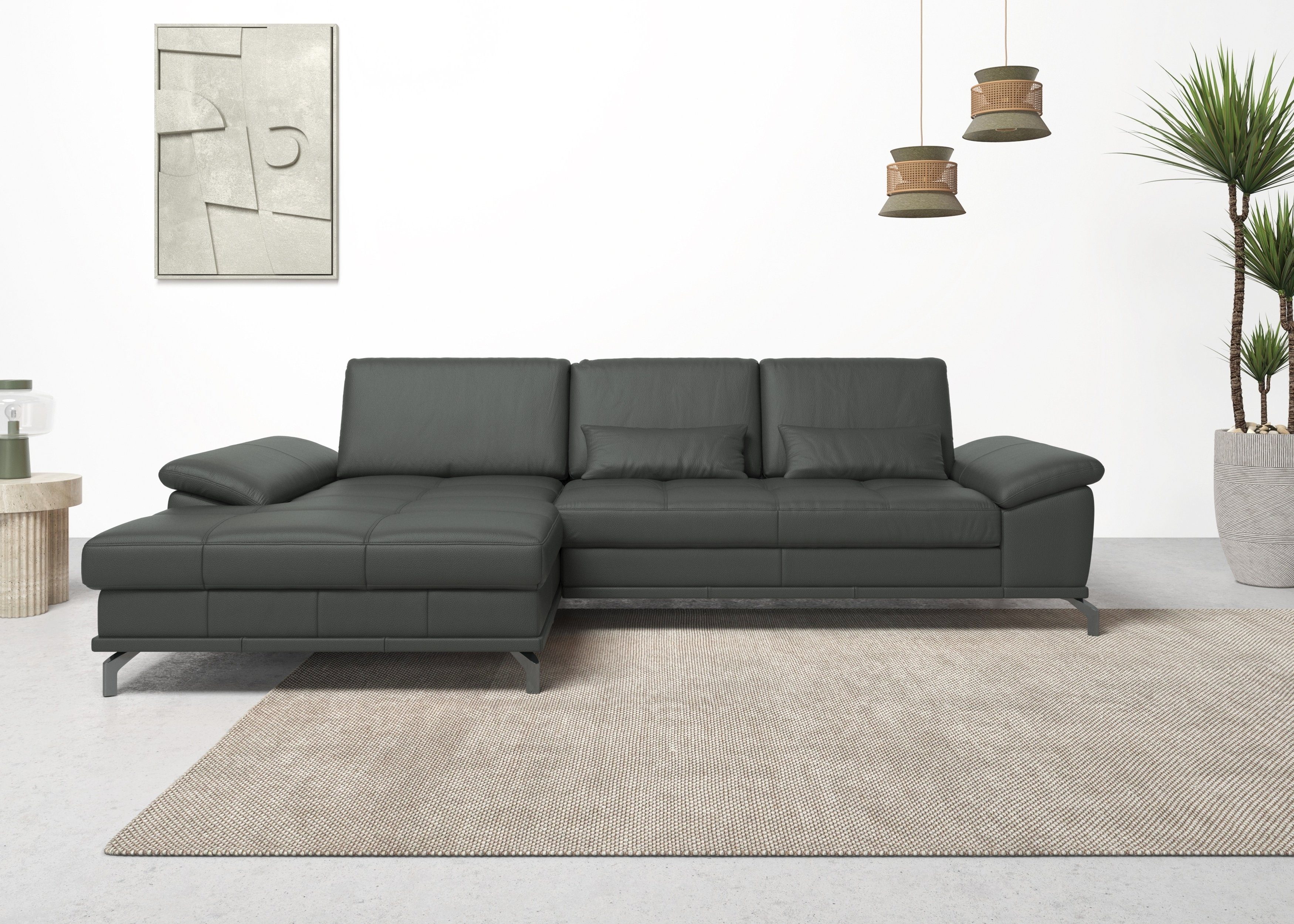 Places of Style Hoekbank Costello L-vorm, met zitdiepteverstelling, armleuningverstelling en
