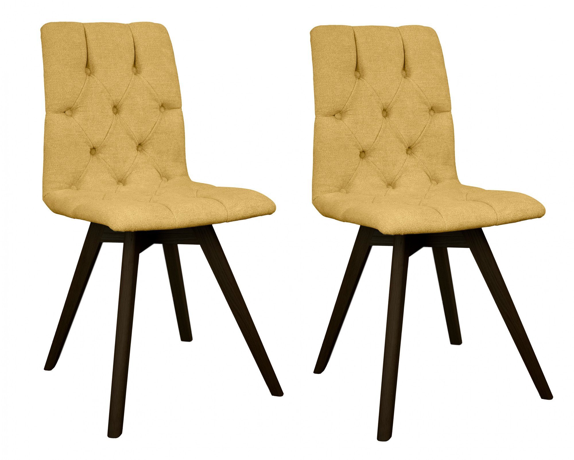 andas Eetkamerstoel Rania met massief houten poten (set, 2 stuks) 4 poot stoelen geel