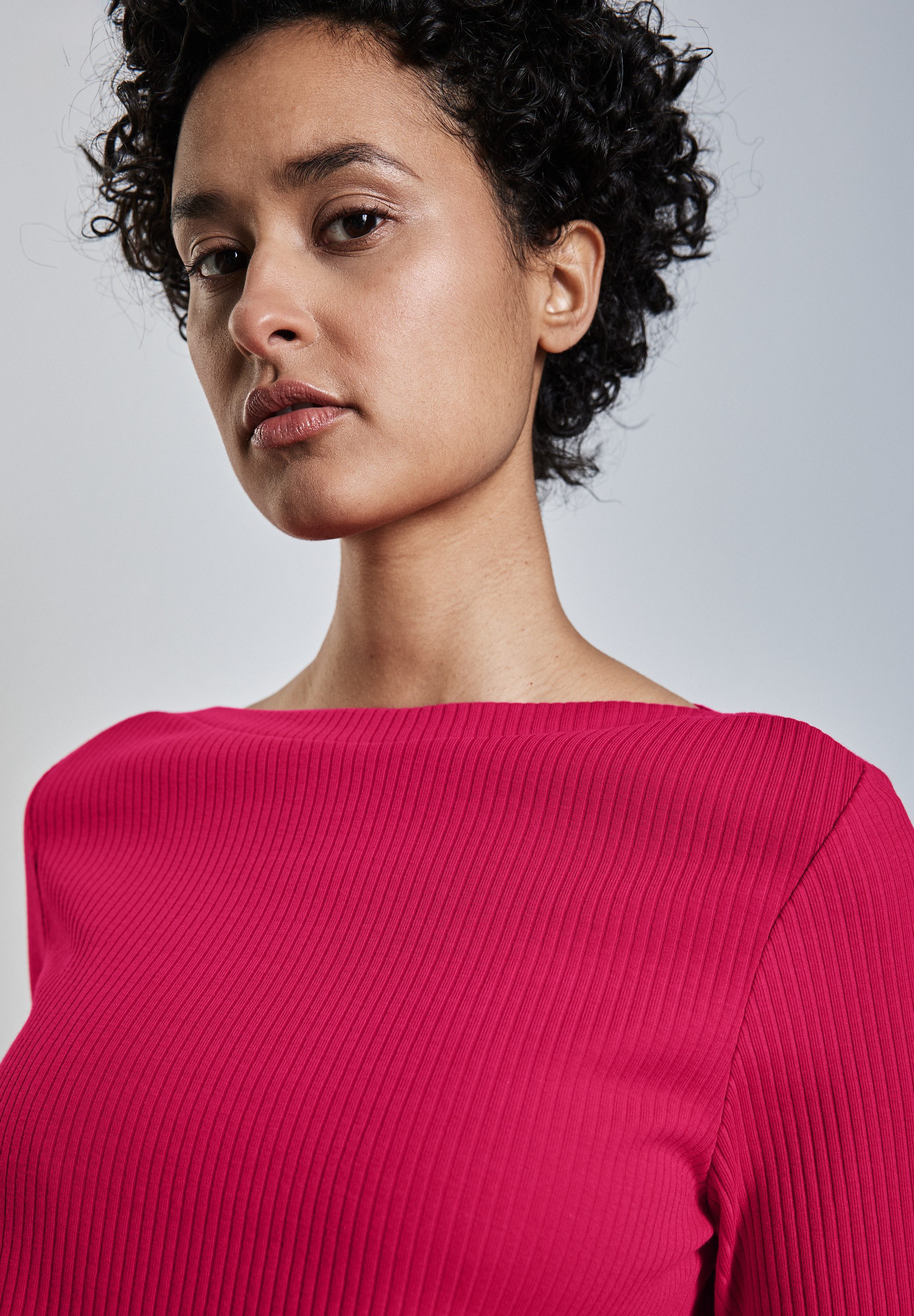 STREET ONE Shirt met lange mouwen met ribstructuur