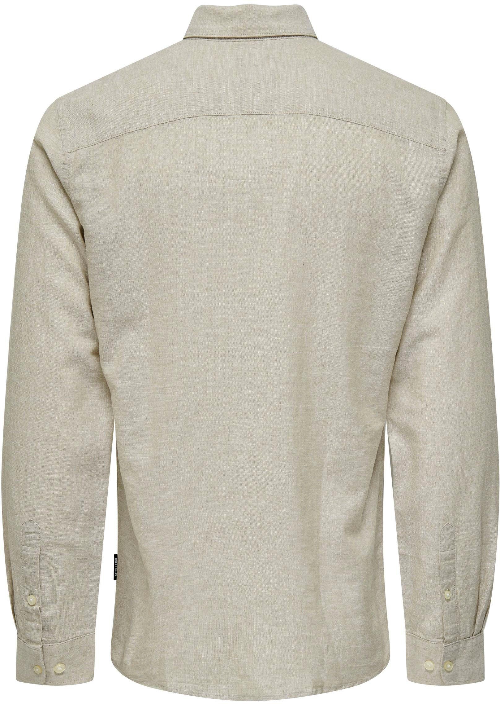 ONLY & SONS Overhemd met lange mouwen ONSCAIDEN LS SOLID LINEN SHIRT NOOS