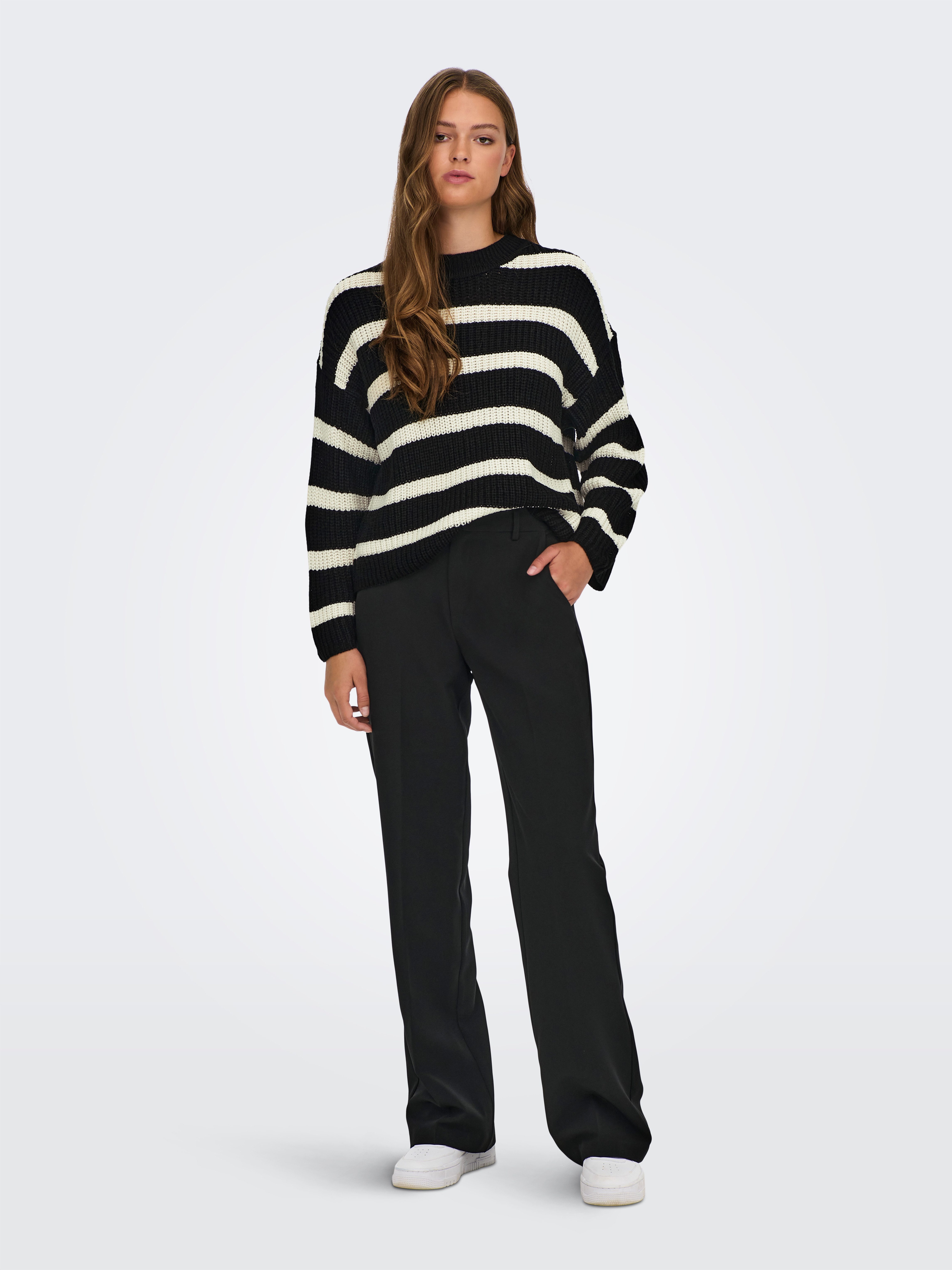 JDY Gebreide trui JDYJUSTY L/S STRIPE PULLOVER KNT NOOS
