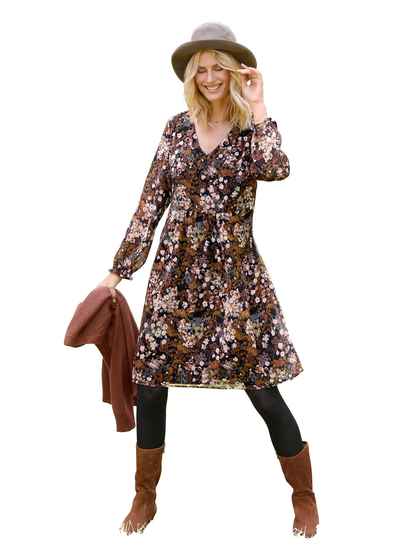 Classic Inspirationen Gedessineerde jurk dames jurken met print maat 36 zwart