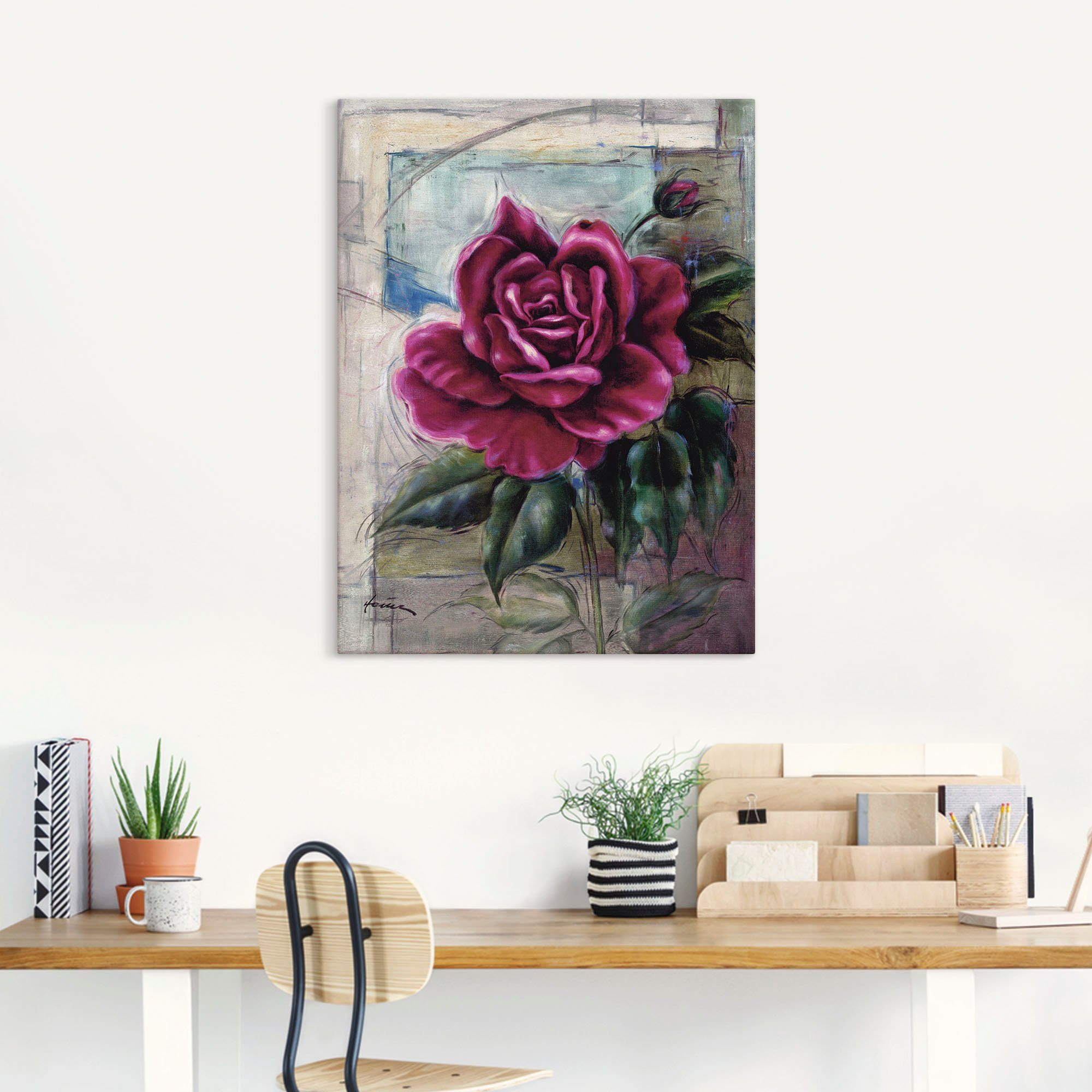 Artland Artprint Roos II als artprint van aluminium, artprint voor buiten, artprint op linnen in verschillende maten